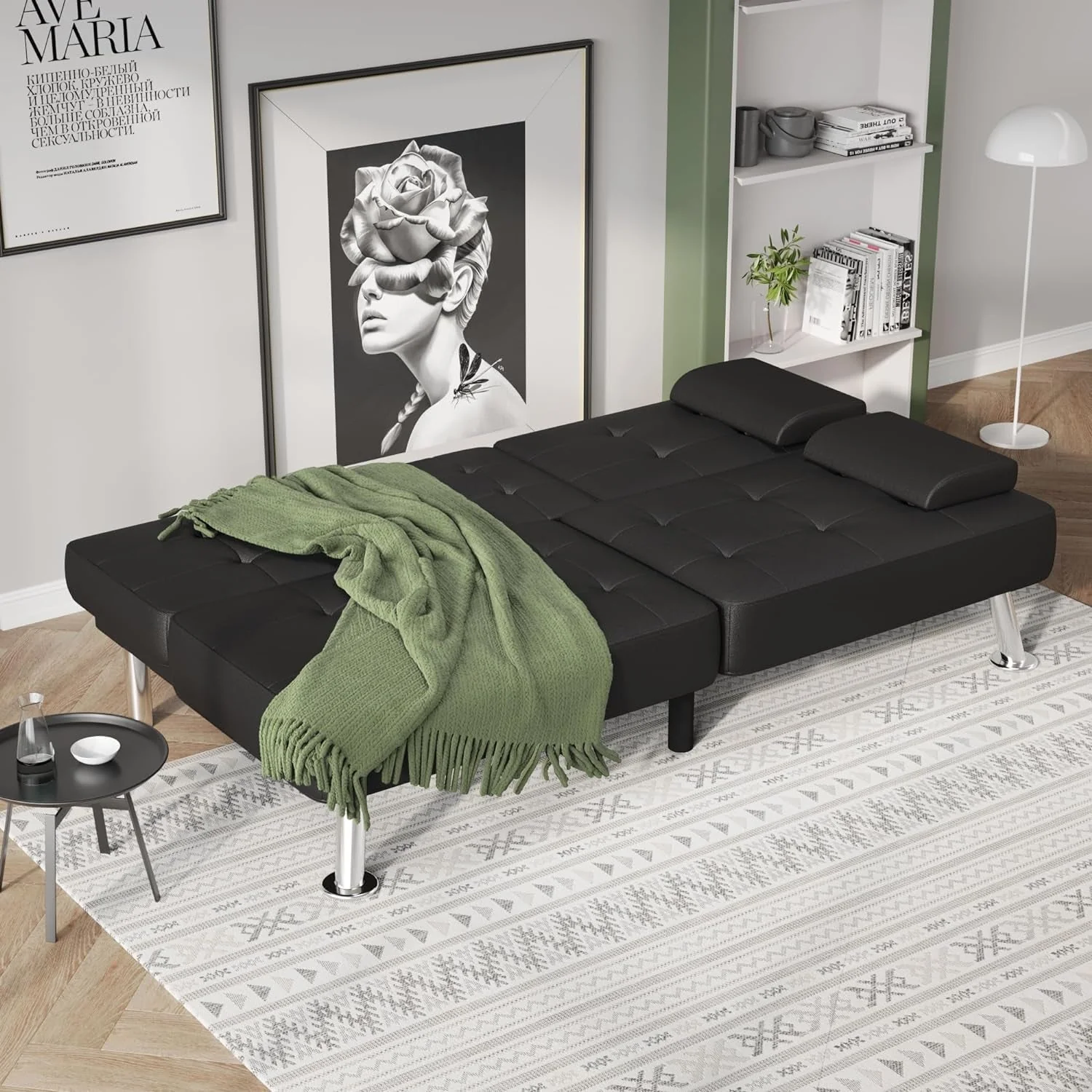 Futon Sofa Bed Modern Folding Futon Set Convertible Recliner Lounge - Image 3