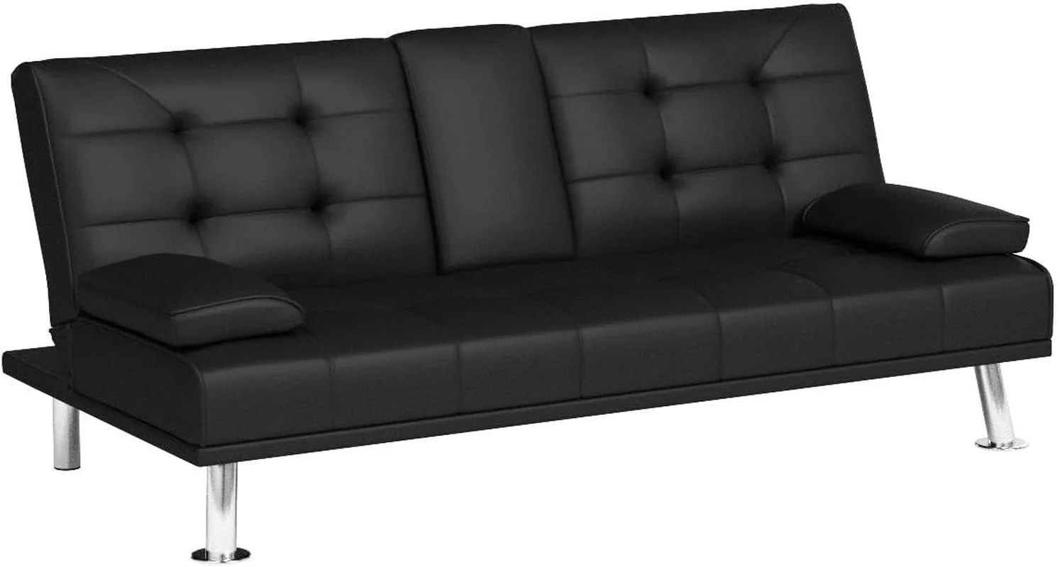 Futon Sofa Bed Modern Folding Futon Set Convertible Recliner Lounge - Image 4
