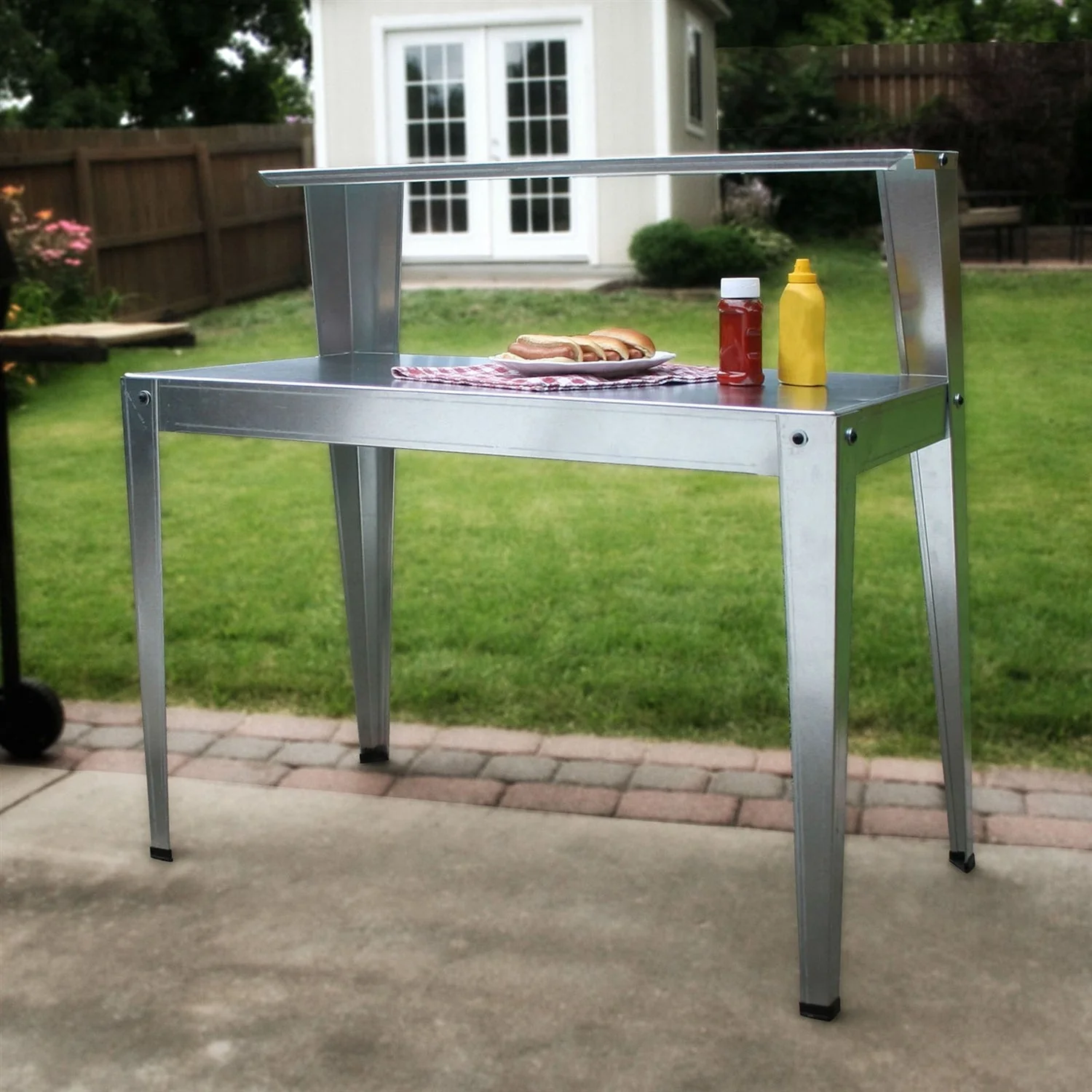 Galvanized Steel Potting Bench Garden Workstation Rack Table - Image 2