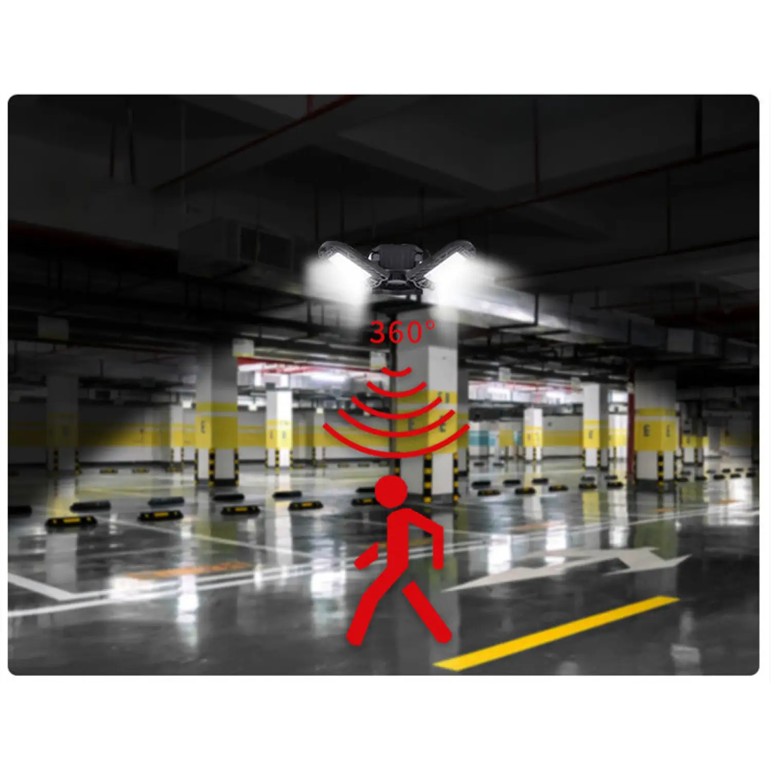 Garage Exterior Light Fixtures – Deformable High-Intensity Lamp with Radar Feature - Image 2