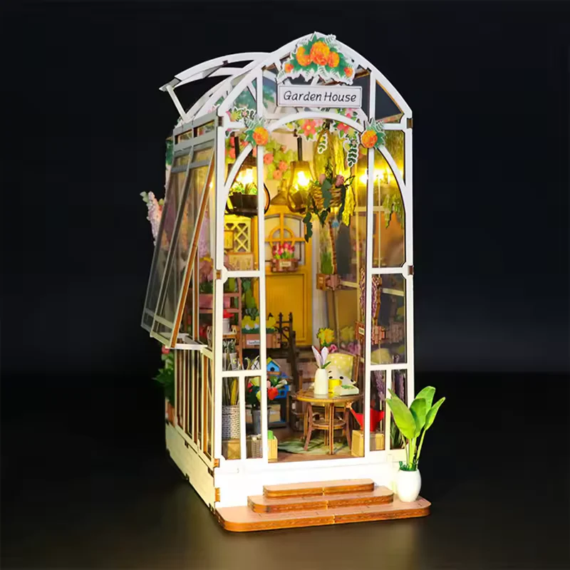 Garden House Dollhouse Kit - Miniature Wizardi Roombox Kit with LED Light F07M51-81-M2313 - Image 6