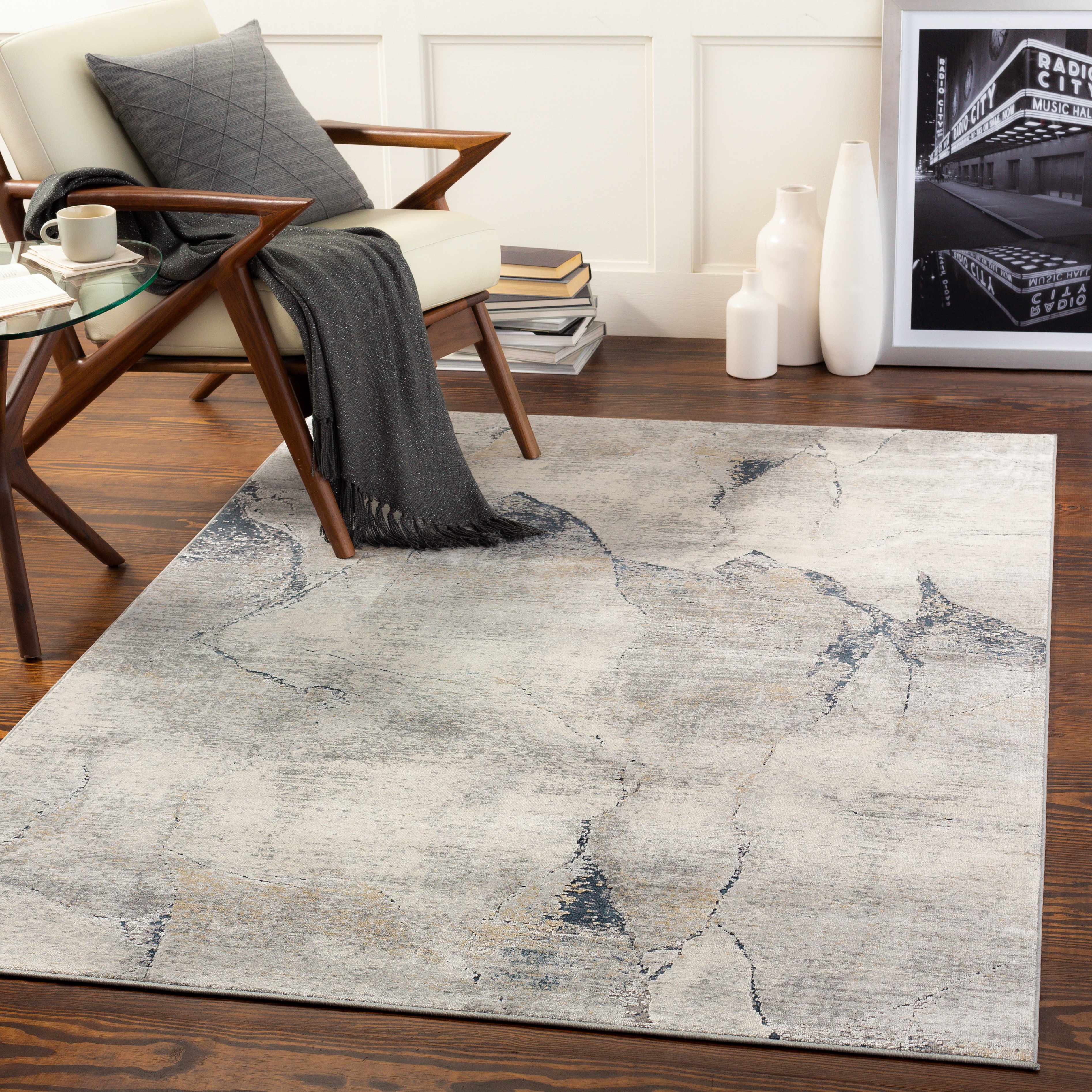 Gasquet Gray Marble Textured Luxe Rug - Image 2