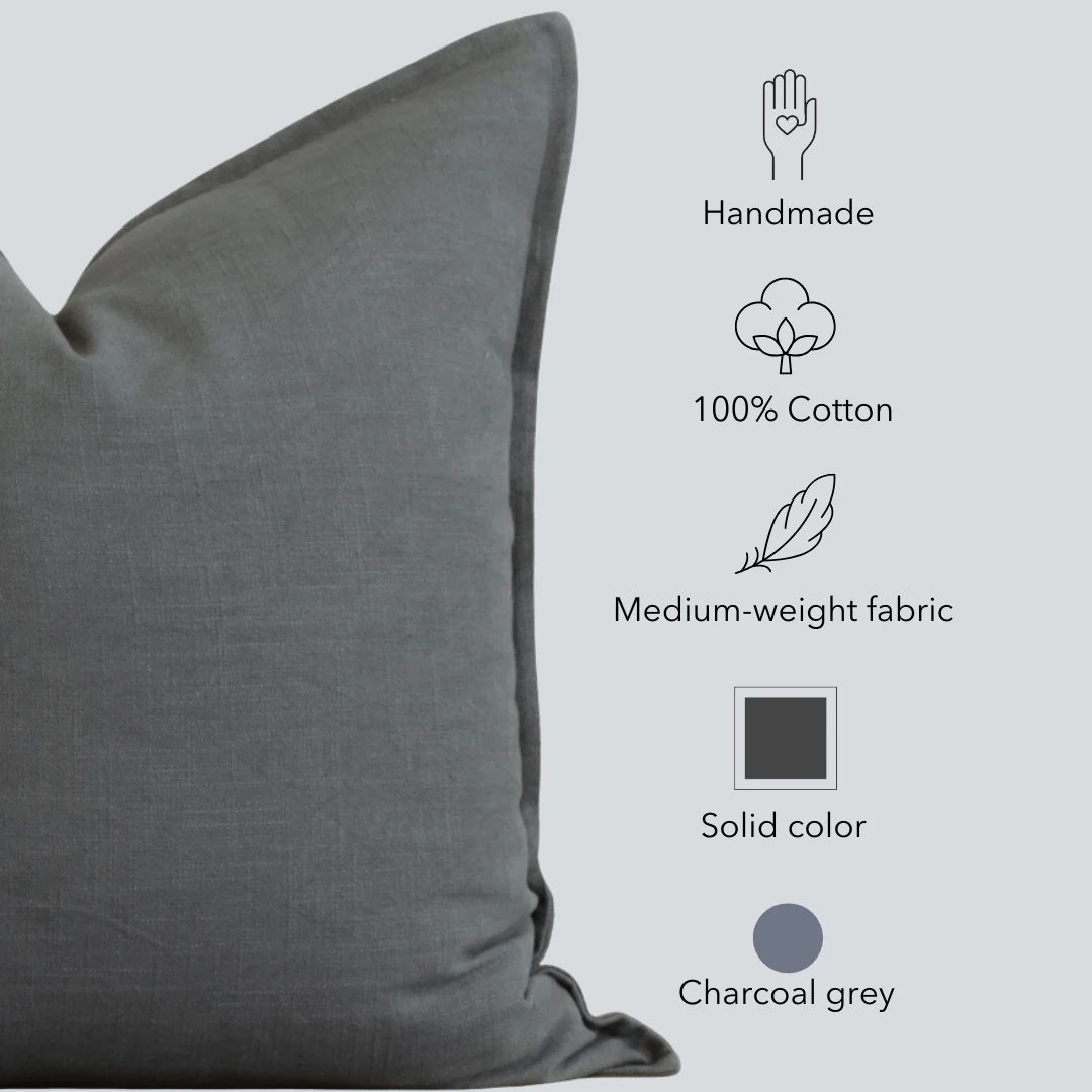 Gávea Solid Color Pillow Cover | Charcoal Gray - Image 2