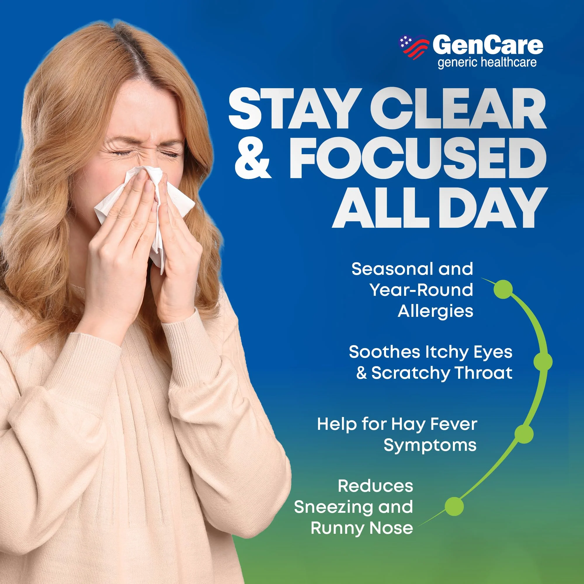 GenCare 24 Hour Nondrowsy Allergy Relief Tablets – Loratadine 10mg 300 Count – Daily Allergy Medicine Non Drowsy Antihistamine for Adults & Kids Age 6+, Generic for Clariten 10 mg, Single Tablet Dose - Image 4