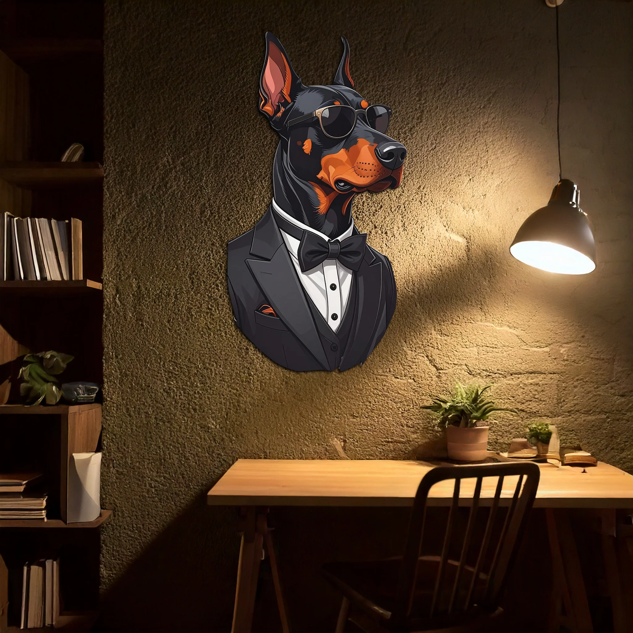 Gentleman Doberman Metal Wall Art – Cool Dog UV Decor-KAFUVM005 - Image 4
