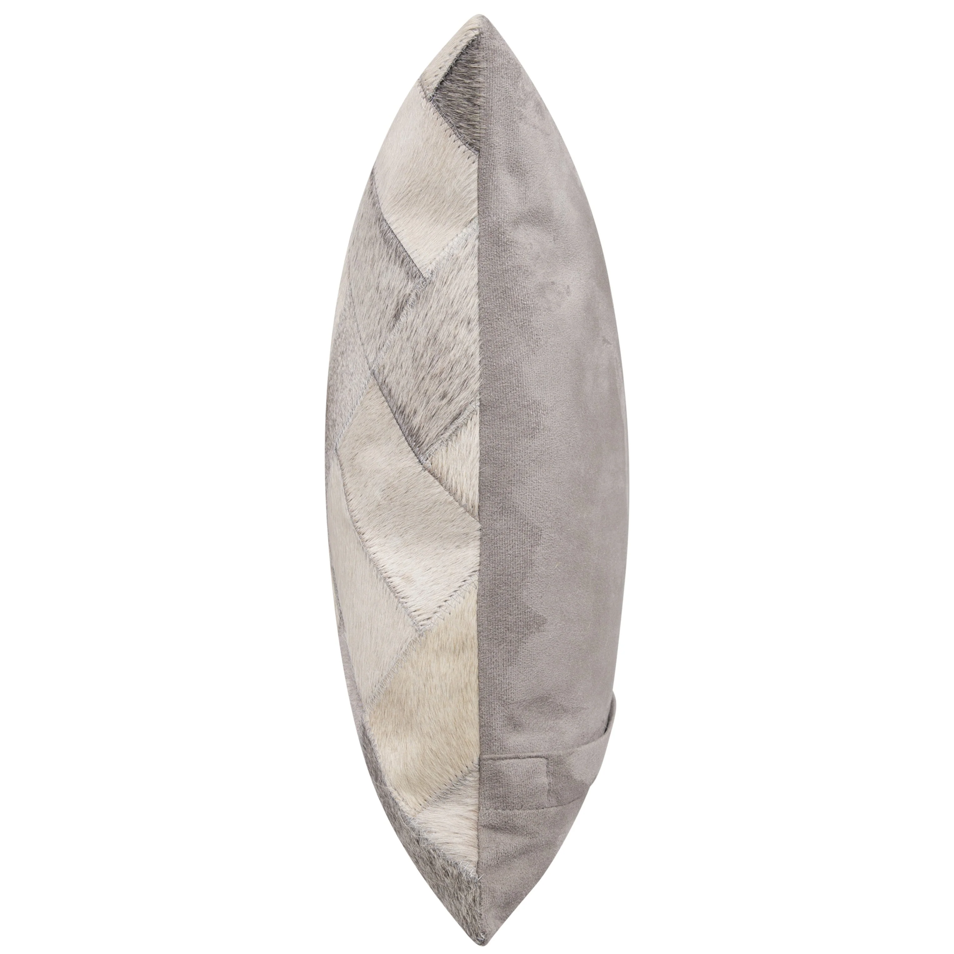 Genuine Cowhide Leather Decorative Throw Pillow - Gray and Ivory Diamond Patchwork, 20x20 - Image 6