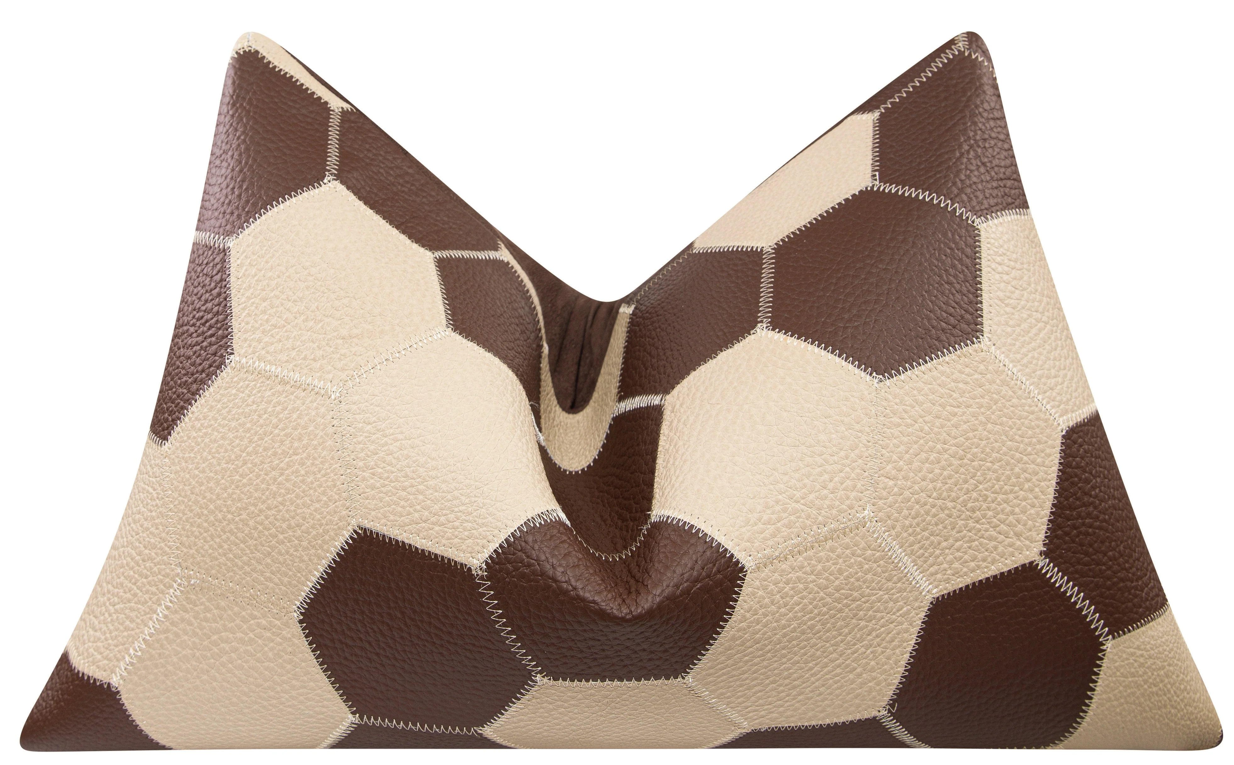 Genuine Cowhide Leather Decorative Throw Pillow - Handmade Patchwork Western Accent with Feather Down Insert - Image 5
