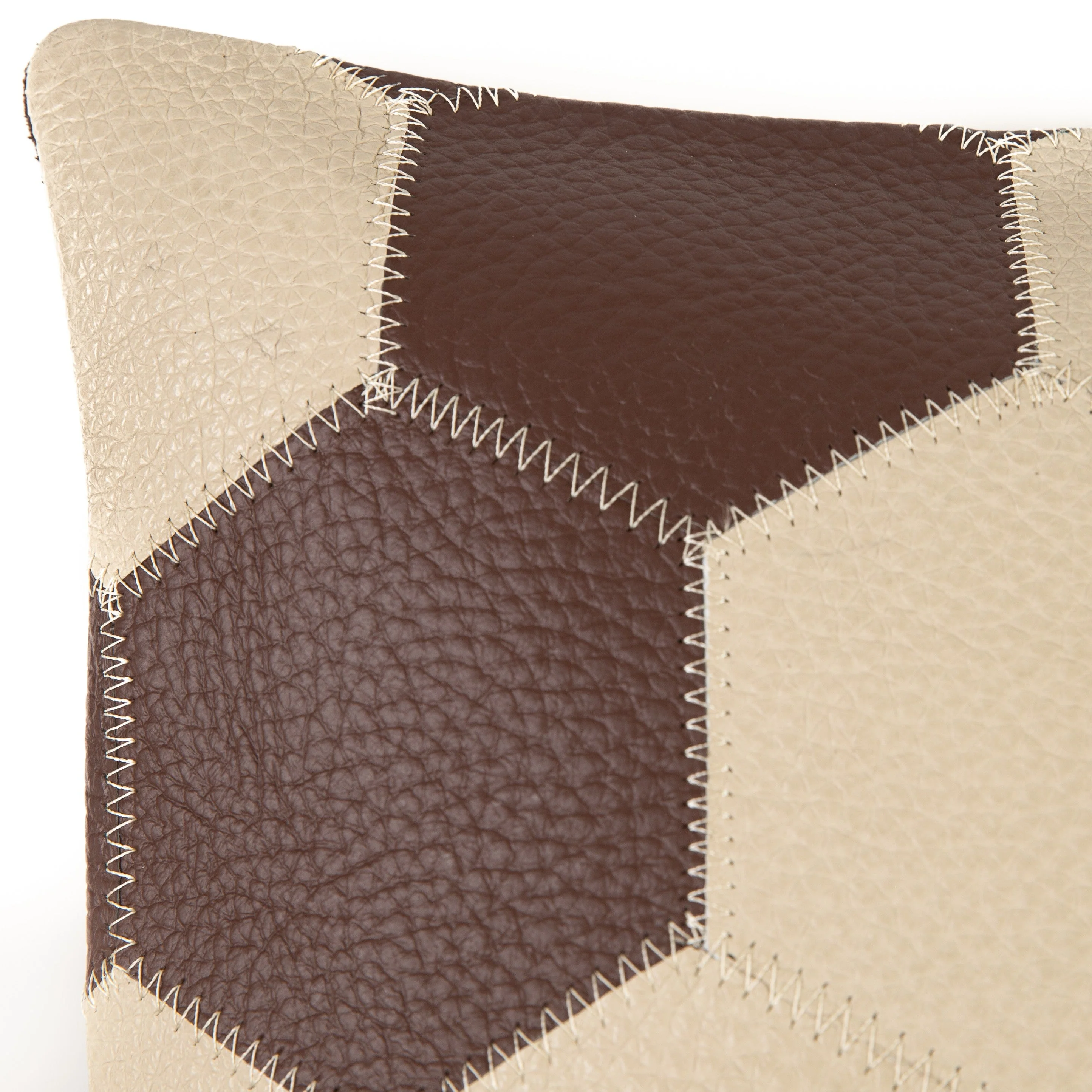 Genuine Cowhide Leather Decorative Throw Pillow - Handmade Patchwork Western Accent with Feather Down Insert - Image 7