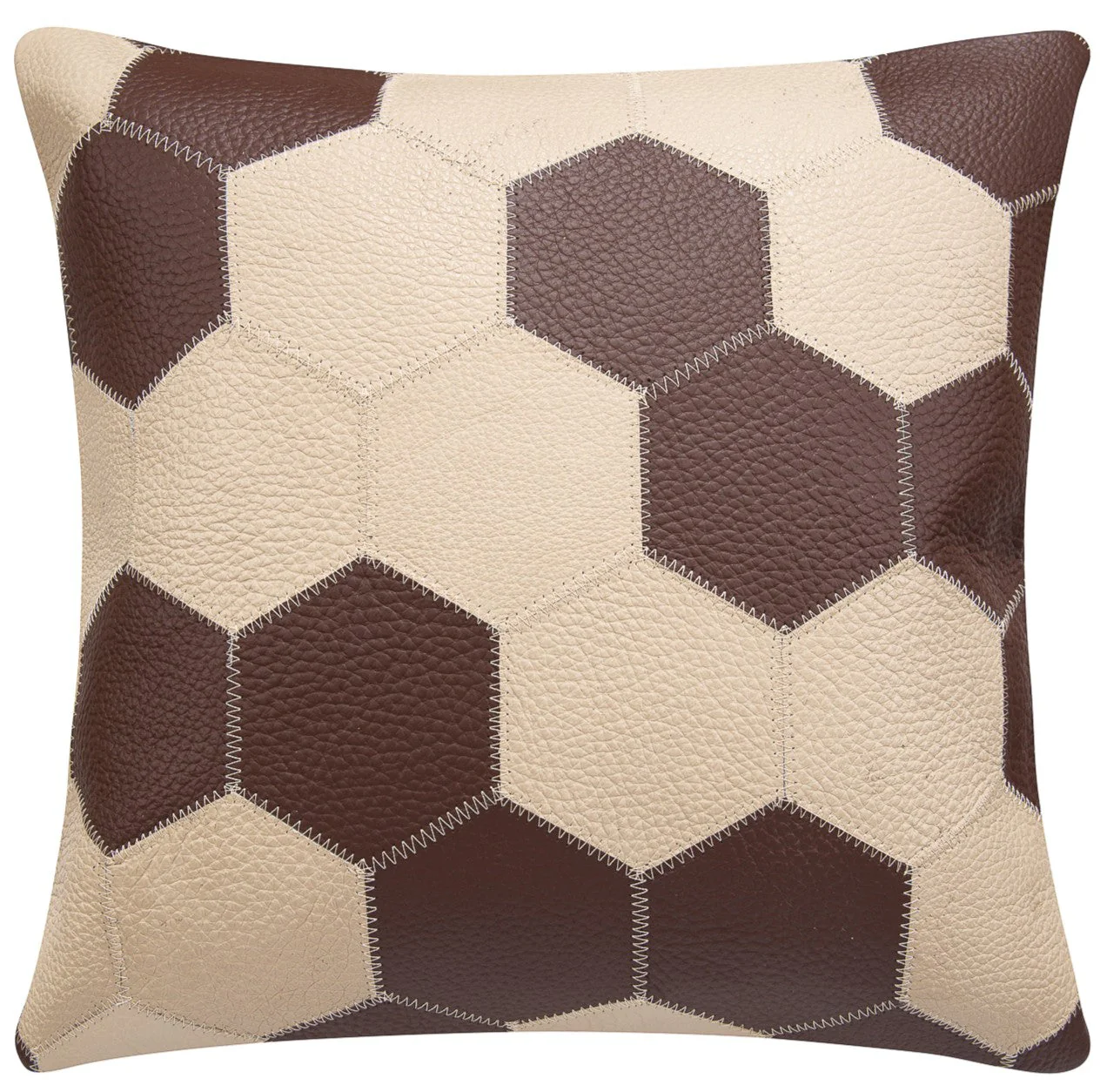 Genuine Cowhide Leather Decorative Throw Pillow - Handmade Patchwork Western Accent with Feather Down Insert - Image 8