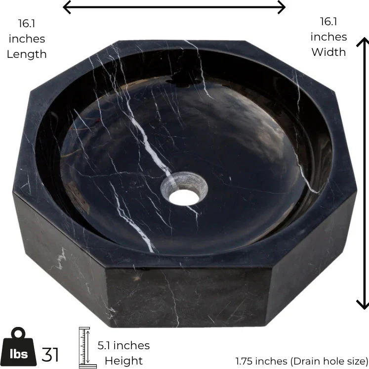 Geometric Black Marble Sink - Image 2