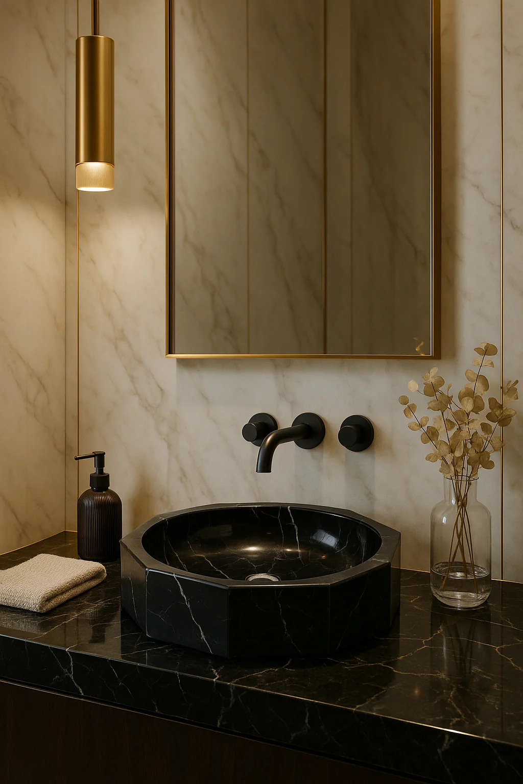 Geometric Black Marble Sink - Image 4
