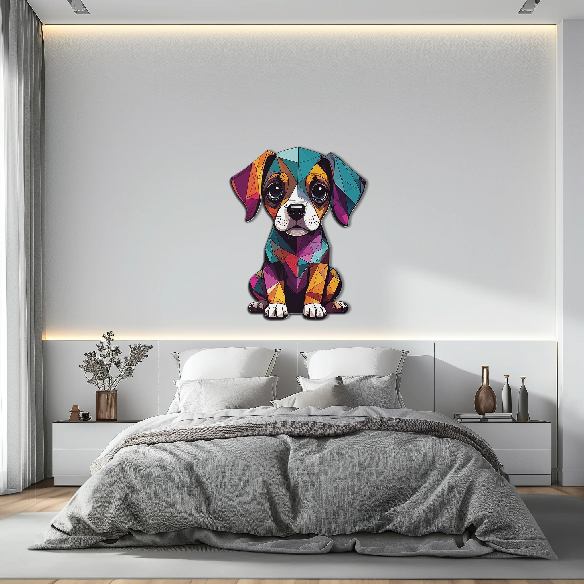 Geometric Puppy Metal Wall Art – Color Pop Dog Decor-KAFUVM039 - Image 5