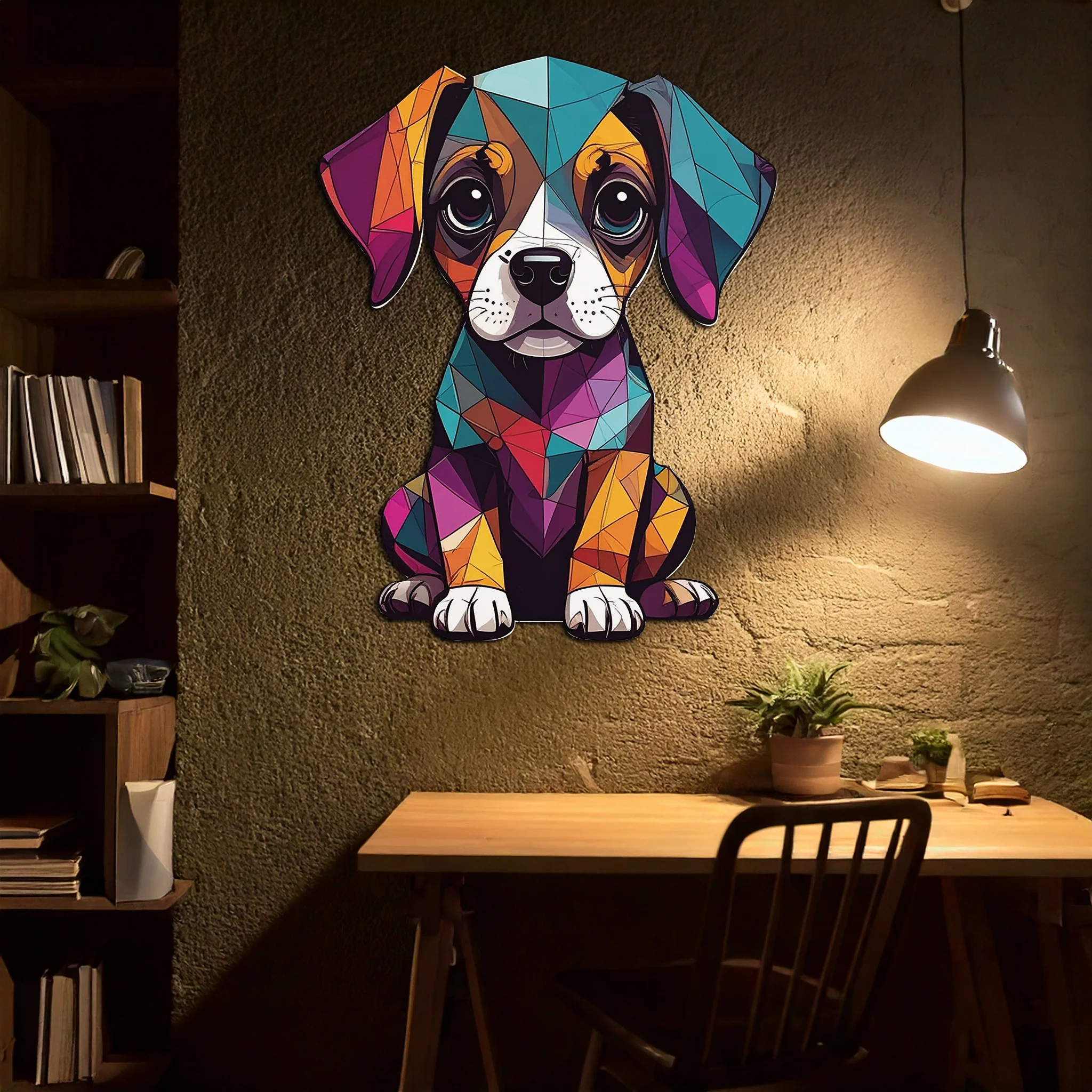 Geometric Puppy Metal Wall Art – Color Pop Dog Decor-KAFUVM039 - Image 6