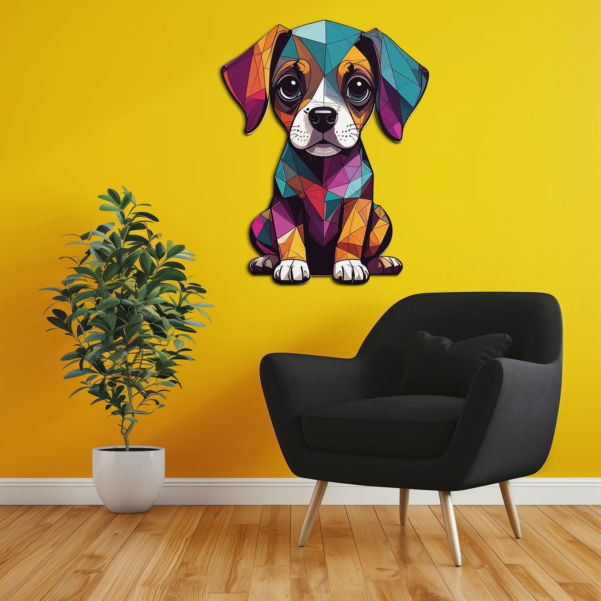Geometric Puppy Metal Wall Art – Color Pop Dog Decor-KAFUVM039 - Image 7