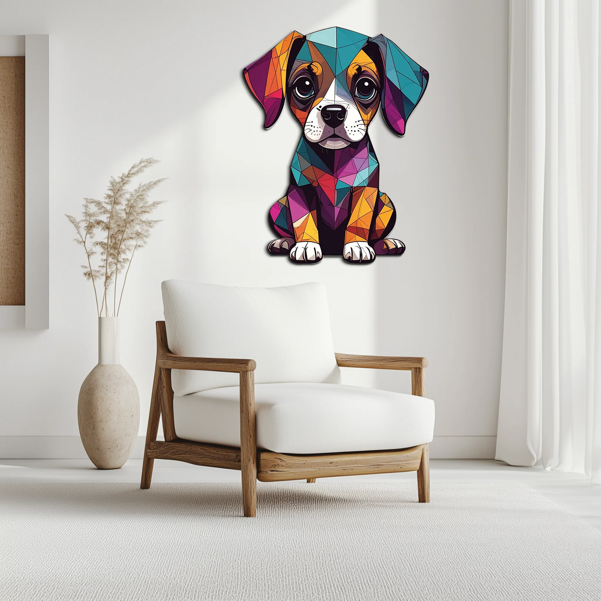 Geometric Puppy Metal Wall Art – Color Pop Dog Decor-KAFUVM039 - Image 8