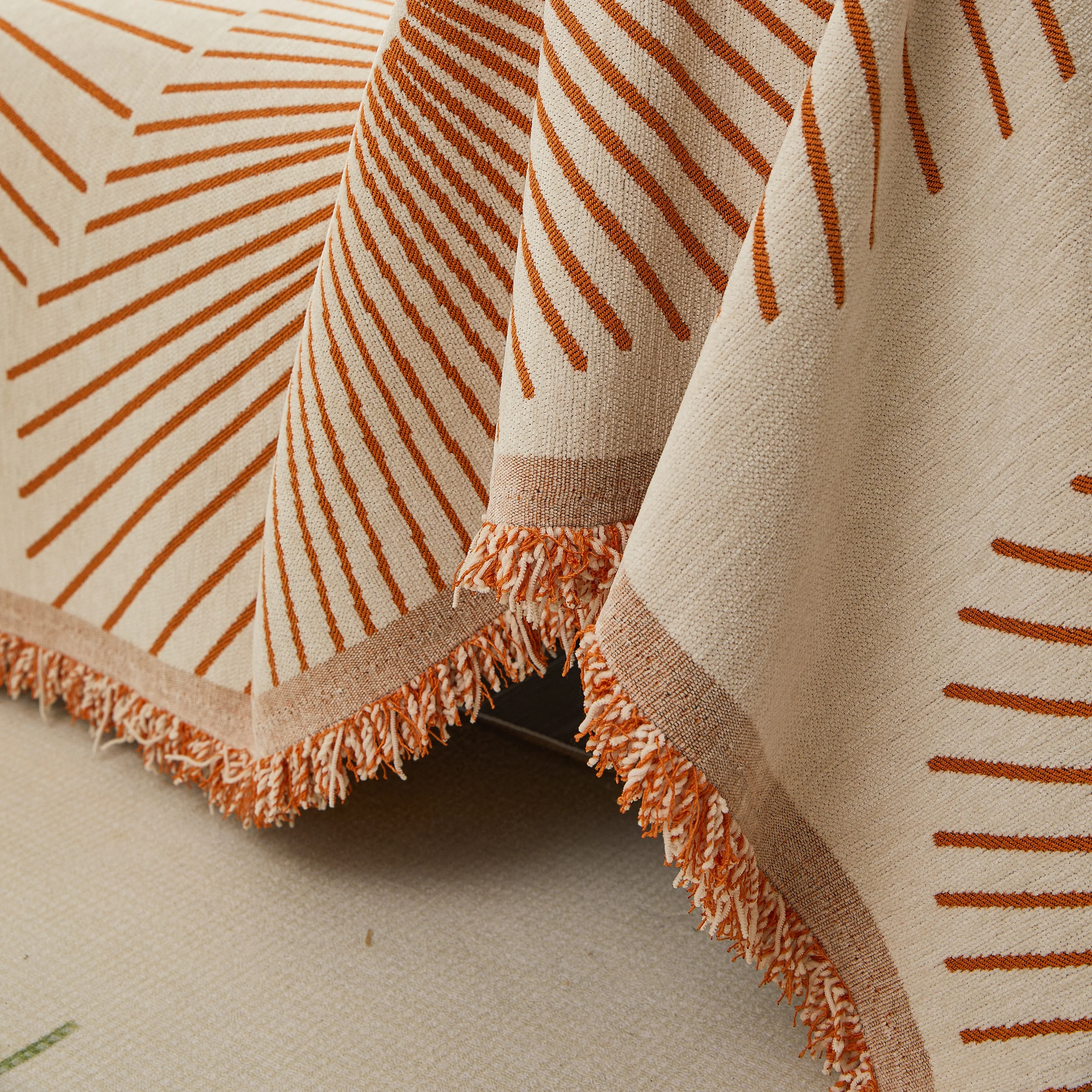Geometric Radial Striped L-Shape Sofa Cover: Thick, Reversible Furniture Blanket for Kids and Pets - Image 105
