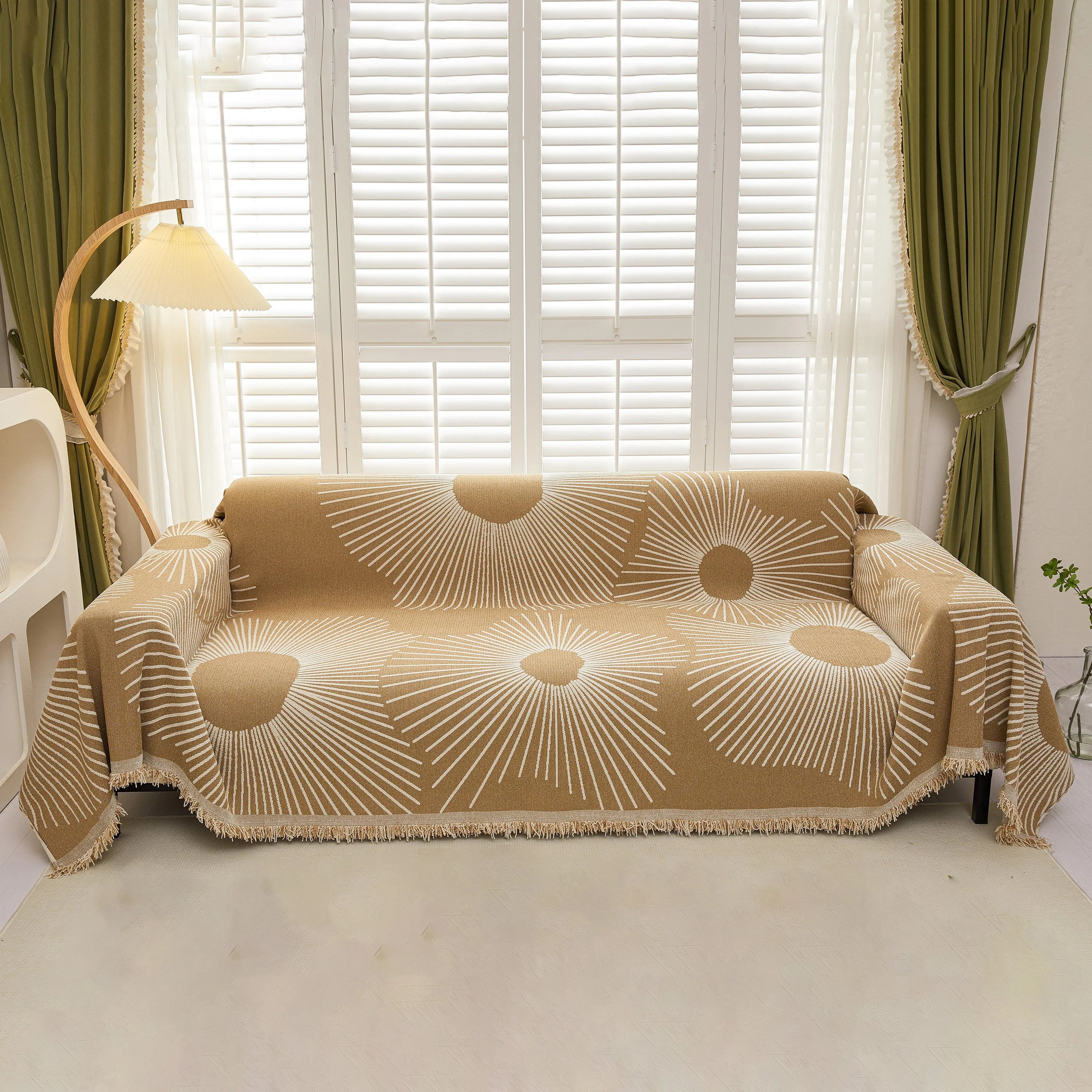 Geometric Radial Striped L-Shape Sofa Cover: Thick, Reversible Furniture Blanket for Kids and Pets - Image 24