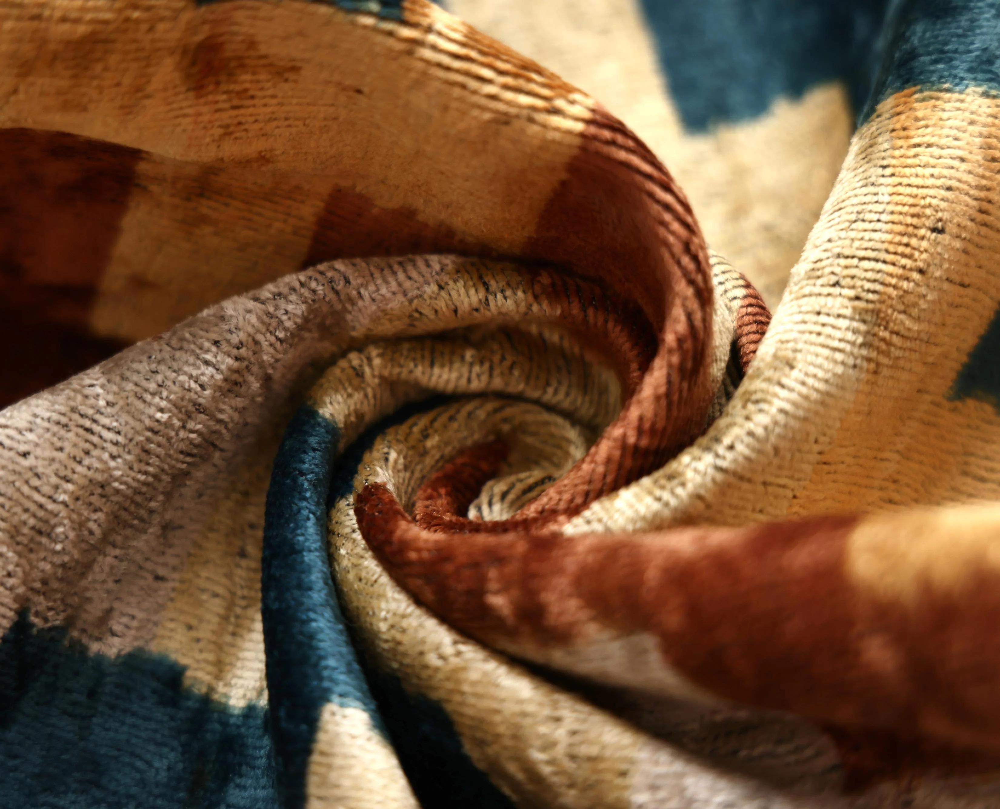 Geometric Rust and Teal Silk Velvet Pillow 16x24 Handmade Luxury Lumbar Cushion - Image 2