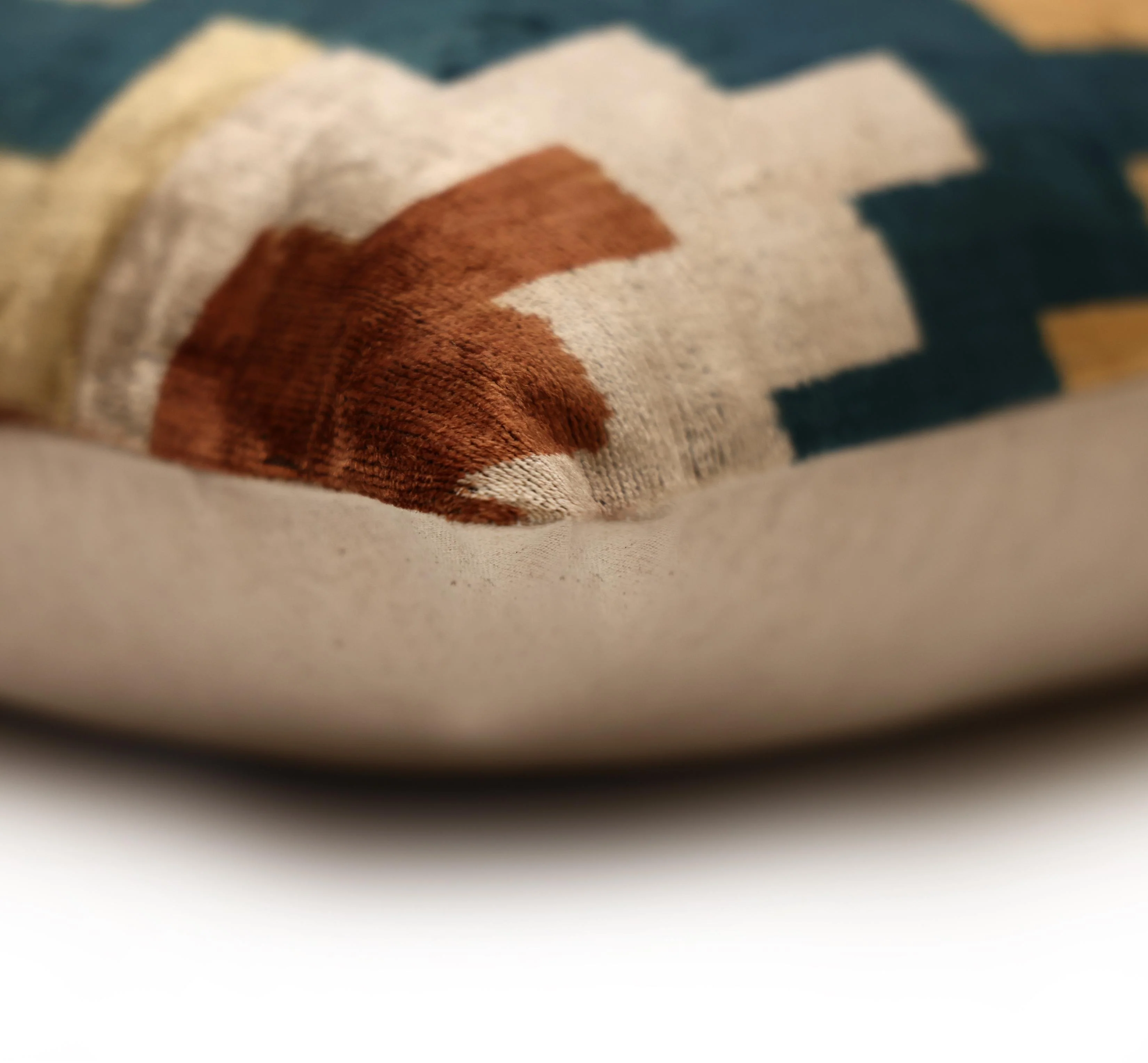 Geometric Rust and Teal Silk Velvet Pillow 16x24 Handmade Luxury Lumbar Cushion - Image 7
