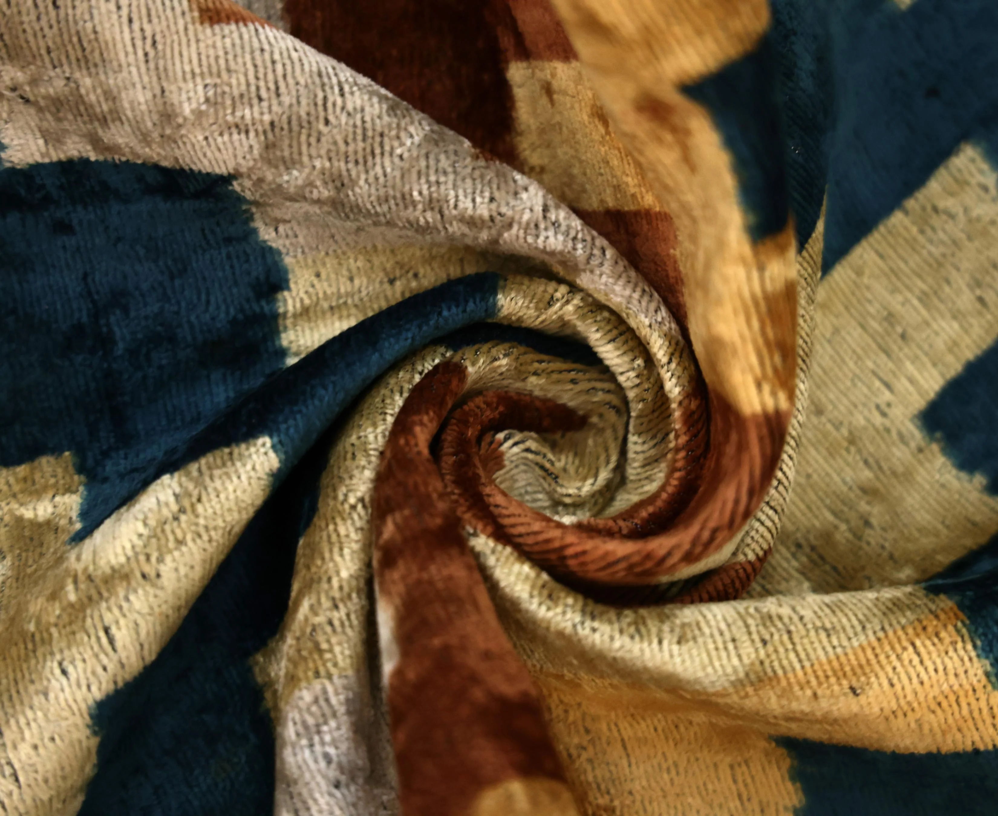 Geometric Rust and Teal Silk Velvet Pillow 16x24 Handmade Luxury Lumbar Cushion - Image 8