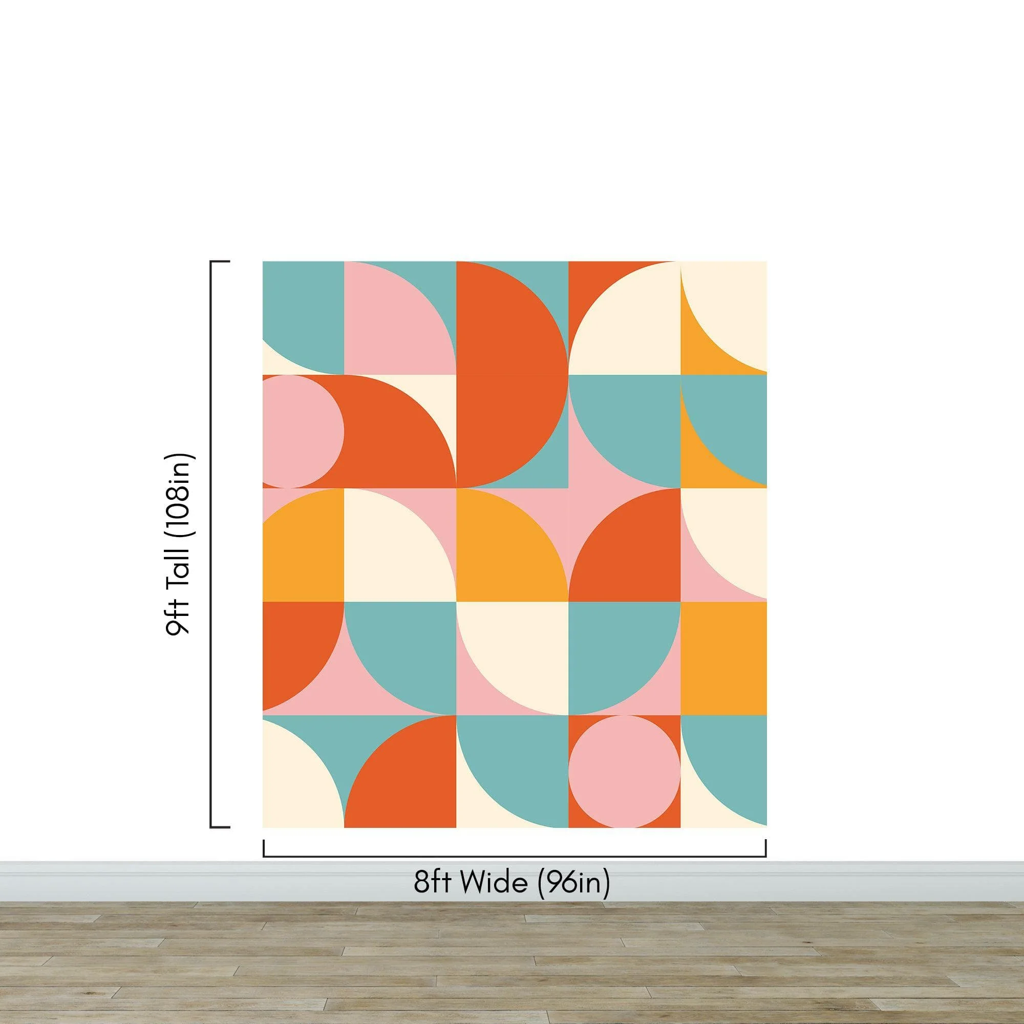 Geometric Shapes Contemporary Wall Mural. Pastel Color Orange, Pink, Blue, White. #7005 - Image 10