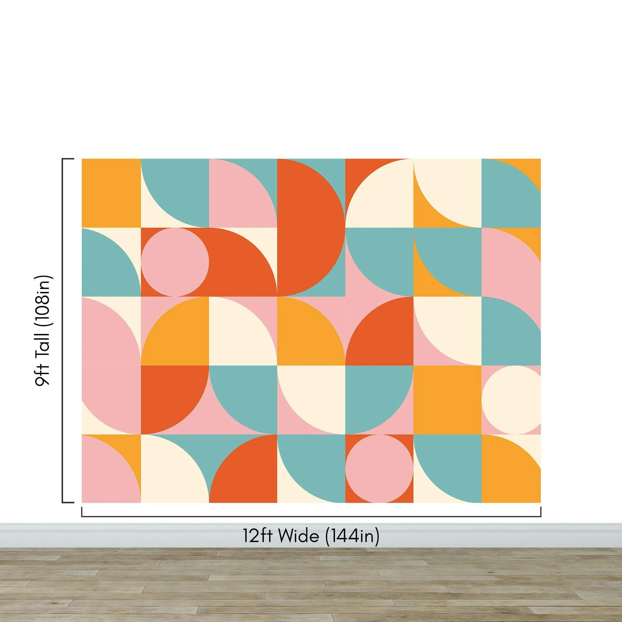 Geometric Shapes Contemporary Wall Mural. Pastel Color Orange, Pink, Blue, White. #7005 - Image 11