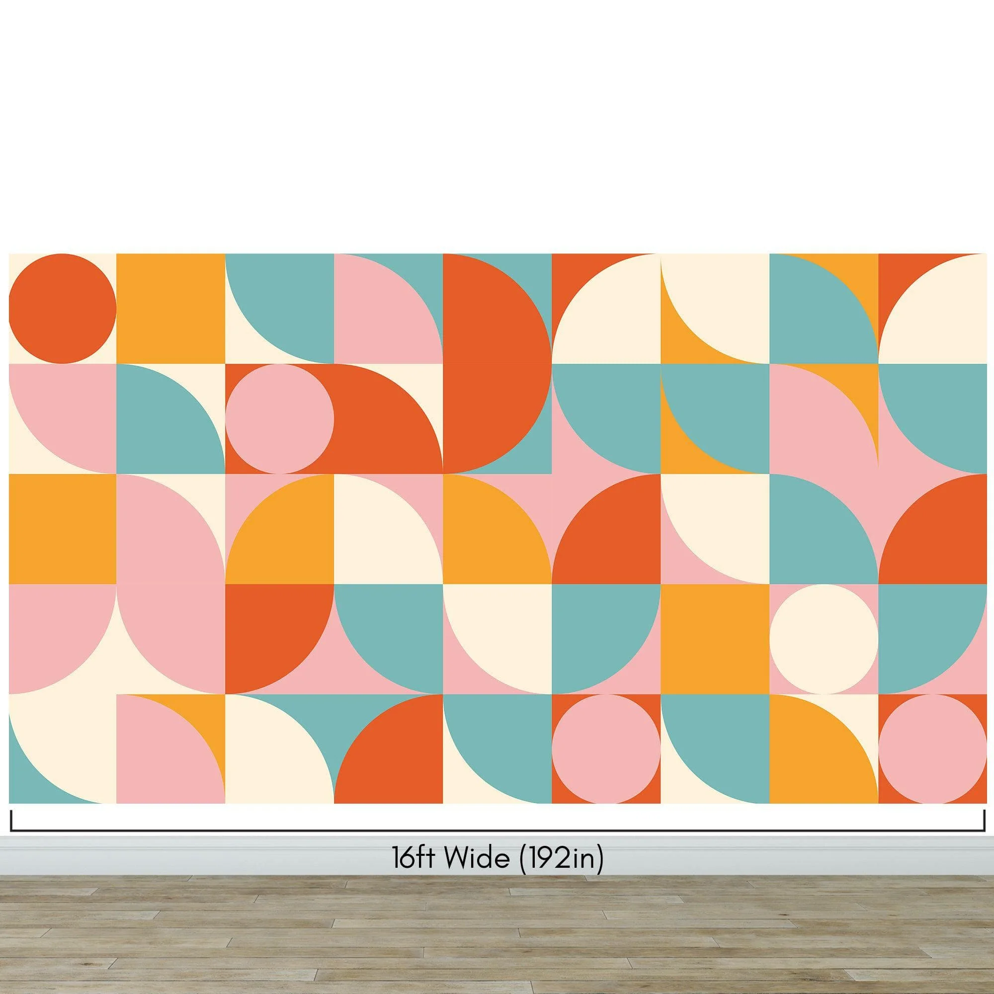 Geometric Shapes Contemporary Wall Mural. Pastel Color Orange, Pink, Blue, White. #7005 - Image 12
