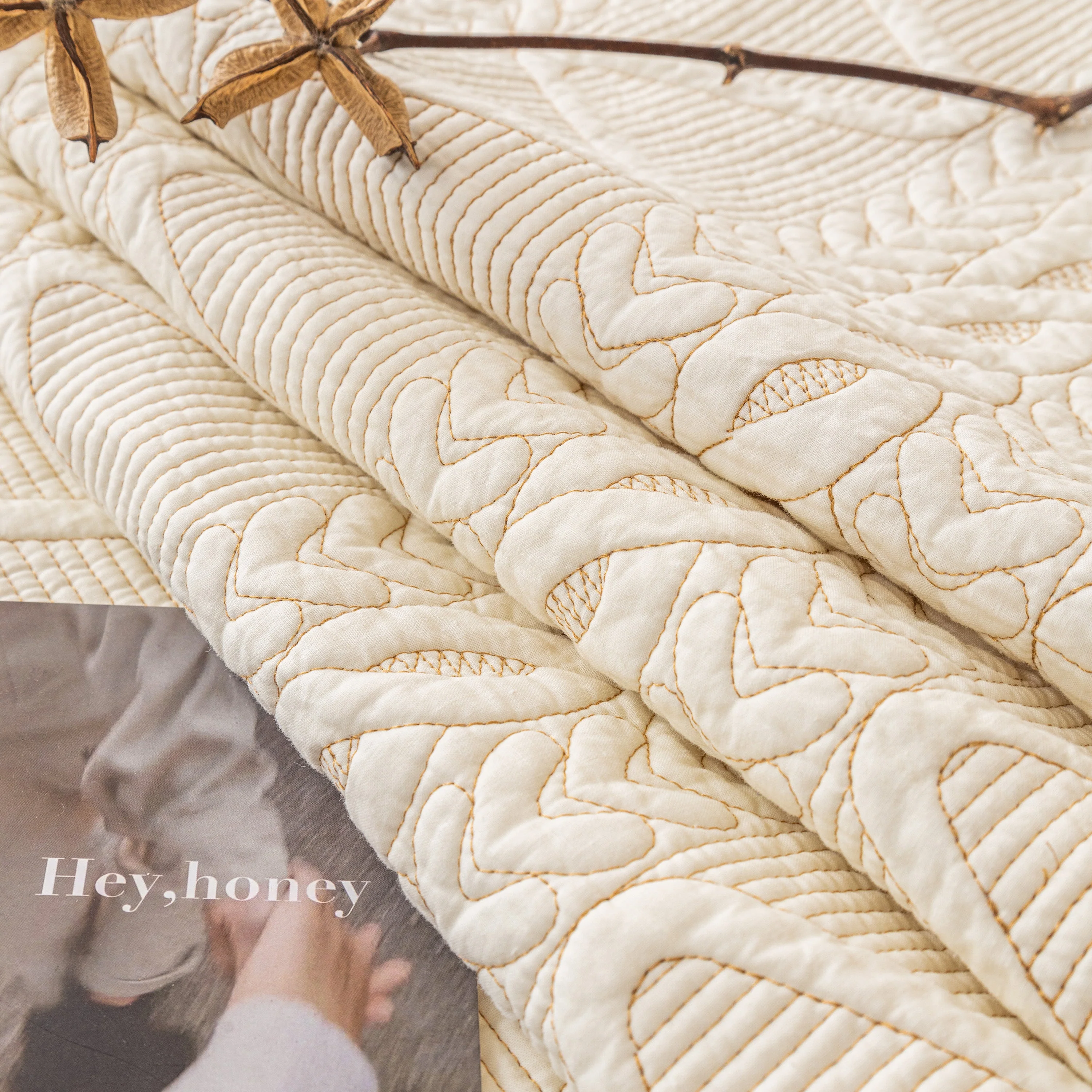 Geometric Textured Cotton Quilted Sofa Cover, Non-Slip Washable Couch Protector - Image 38