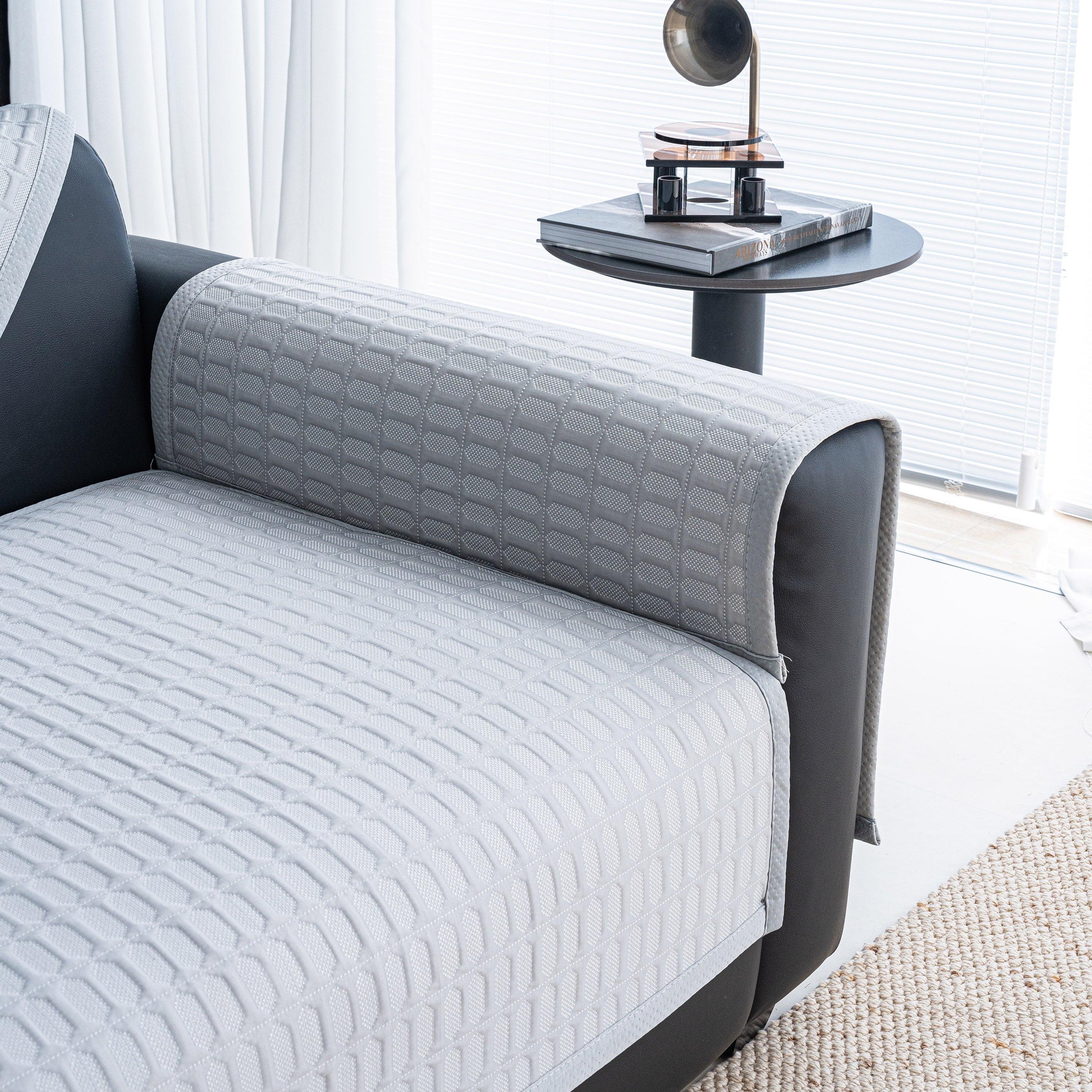 Geometric Textured Couch Slipcover Protector Non-Slip Ice Silk Sofa Cover for Couch - Image 15