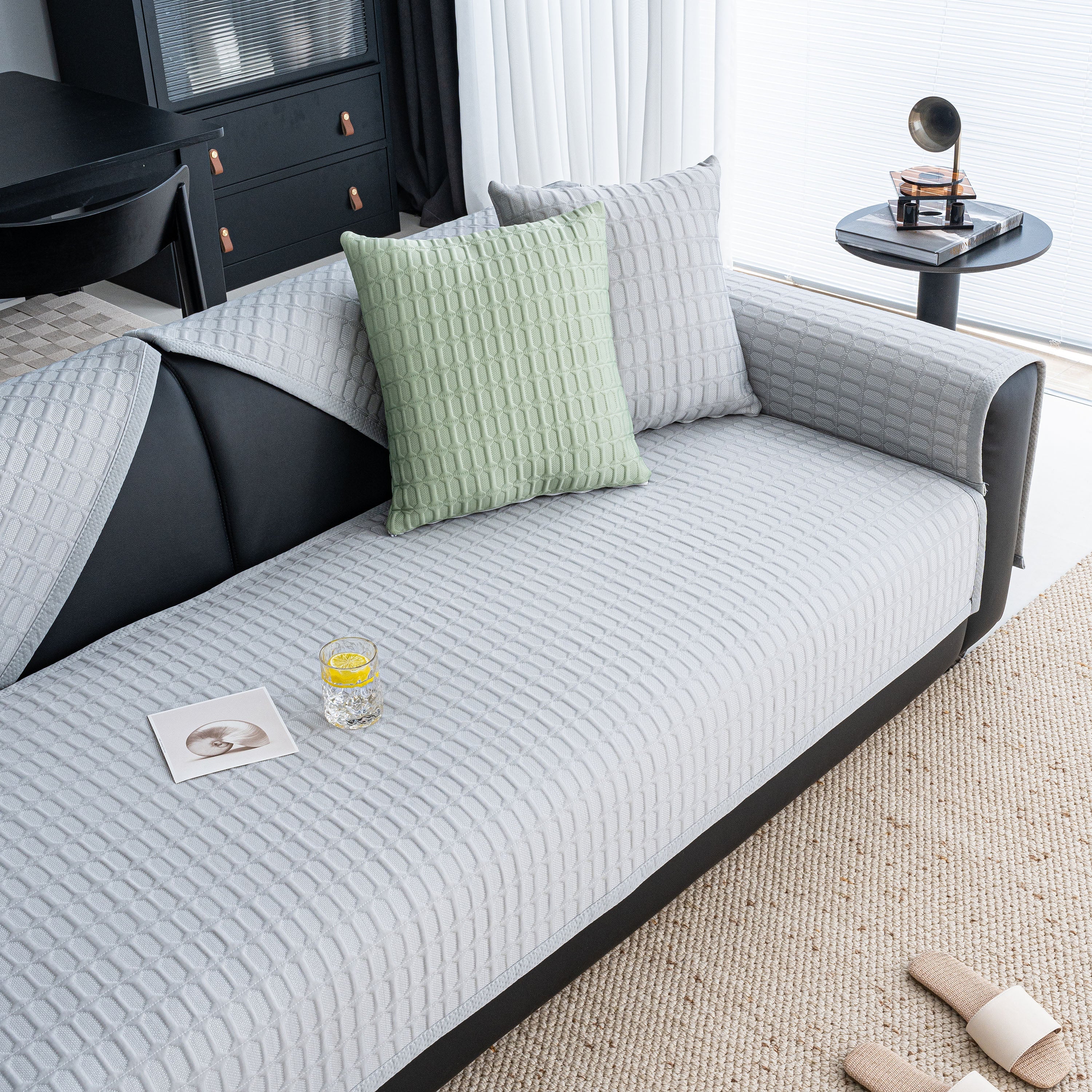Geometric Textured Couch Slipcover Protector Non-Slip Ice Silk Sofa Cover for Couch - Image 16