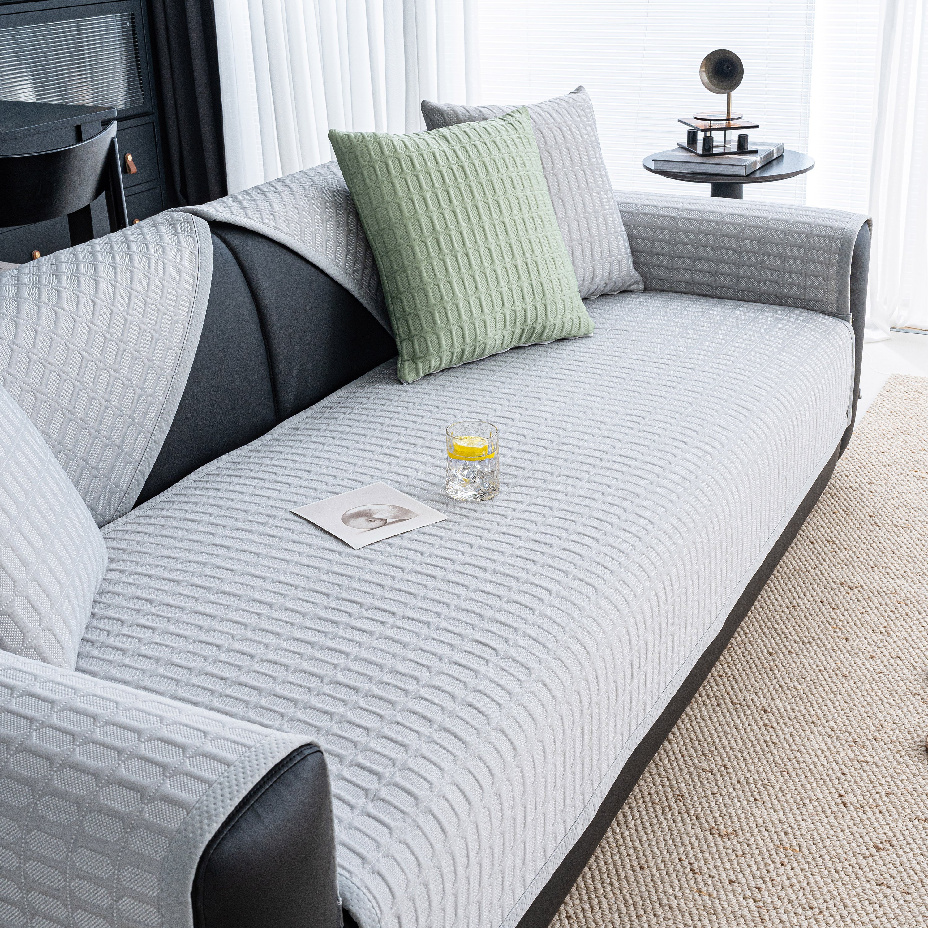 Geometric Textured Couch Slipcover Protector Non-Slip Ice Silk Sofa Cover for Couch - Image 19