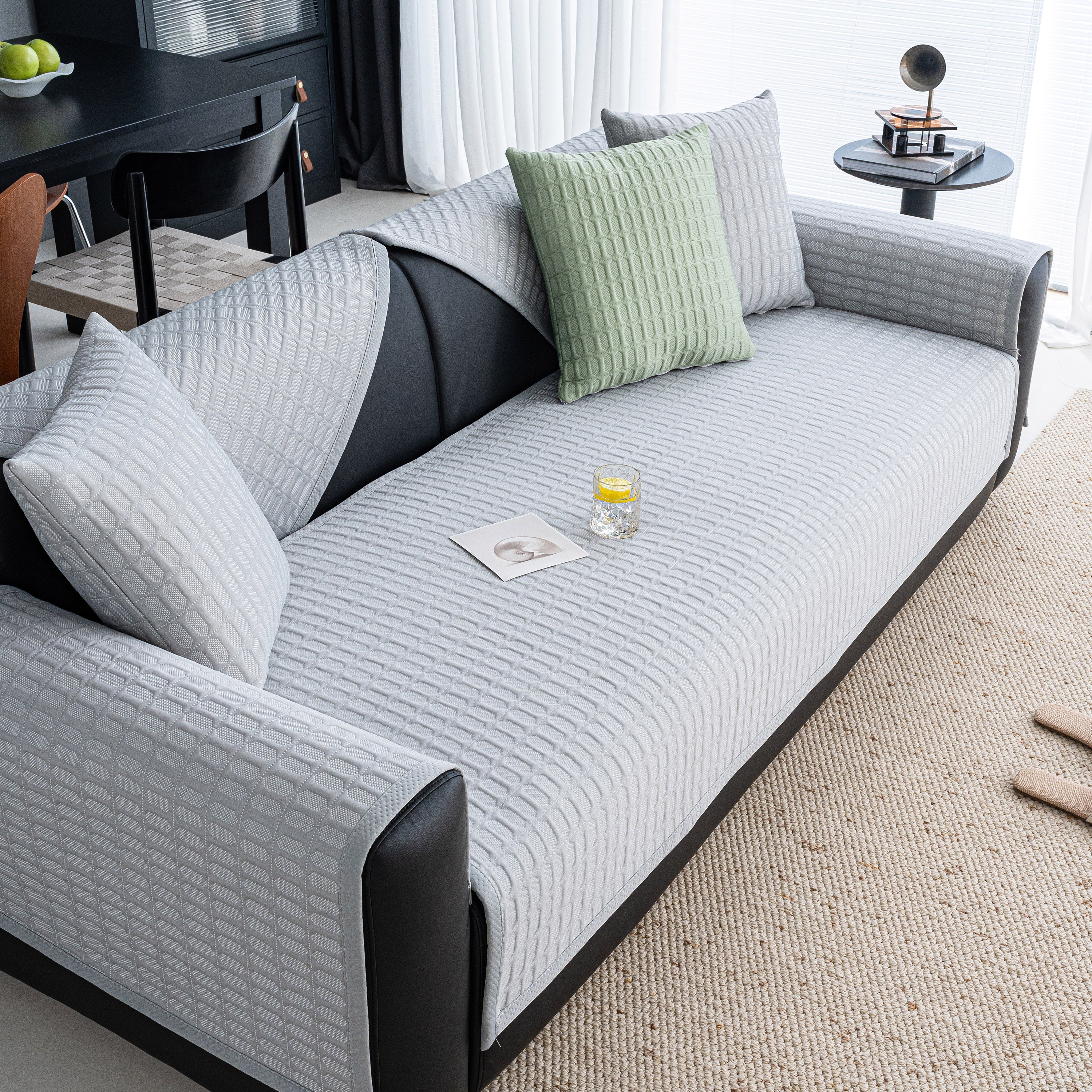 Geometric Textured Couch Slipcover Protector Non-Slip Ice Silk Sofa Cover for Couch - Image 20