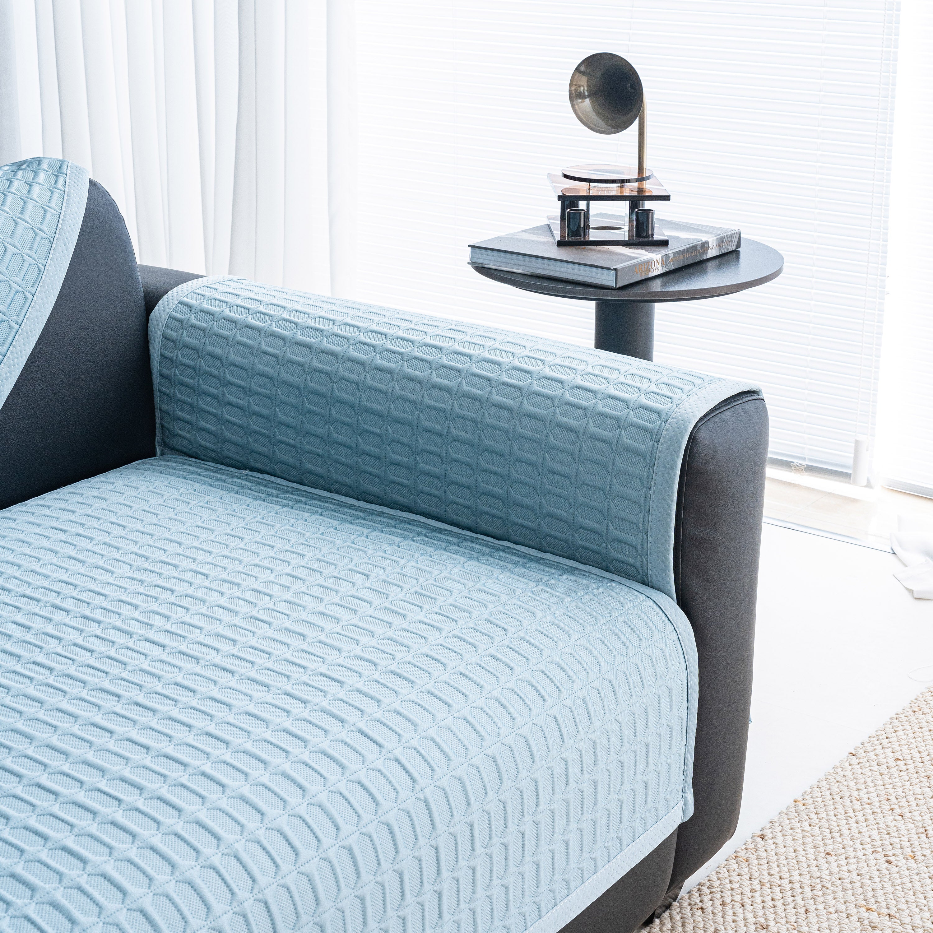 Geometric Textured Couch Slipcover Protector Non-Slip Ice Silk Sofa Cover for Couch - Image 24