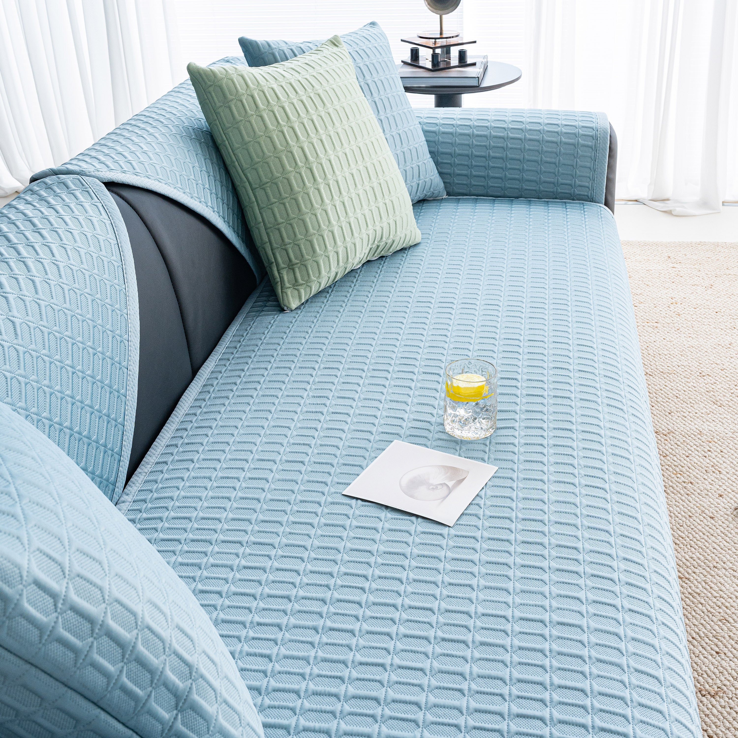 Geometric Textured Couch Slipcover Protector Non-Slip Ice Silk Sofa Cover for Couch - Image 30