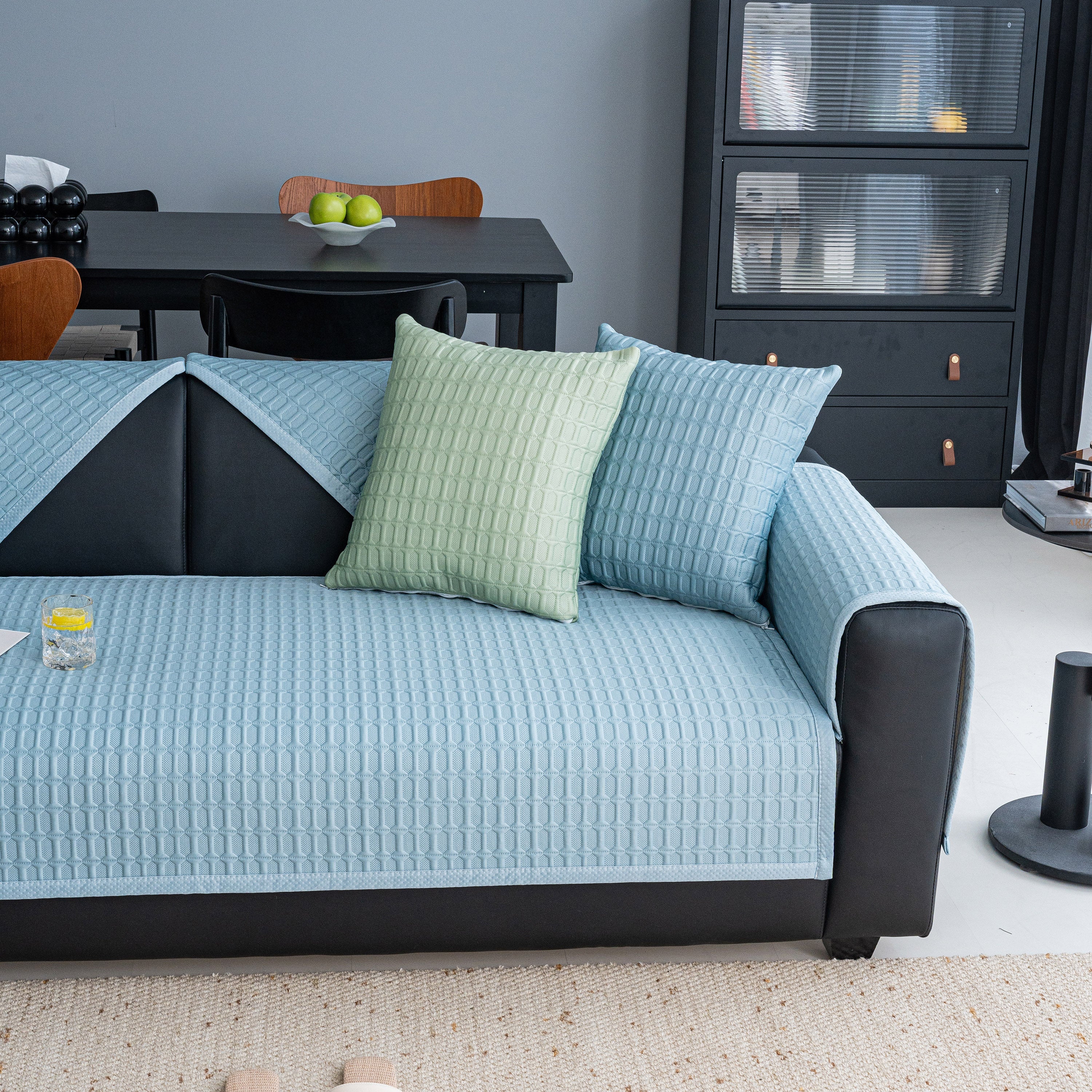 Geometric Textured Couch Slipcover Protector Non-Slip Ice Silk Sofa Cover for Couch - Image 37