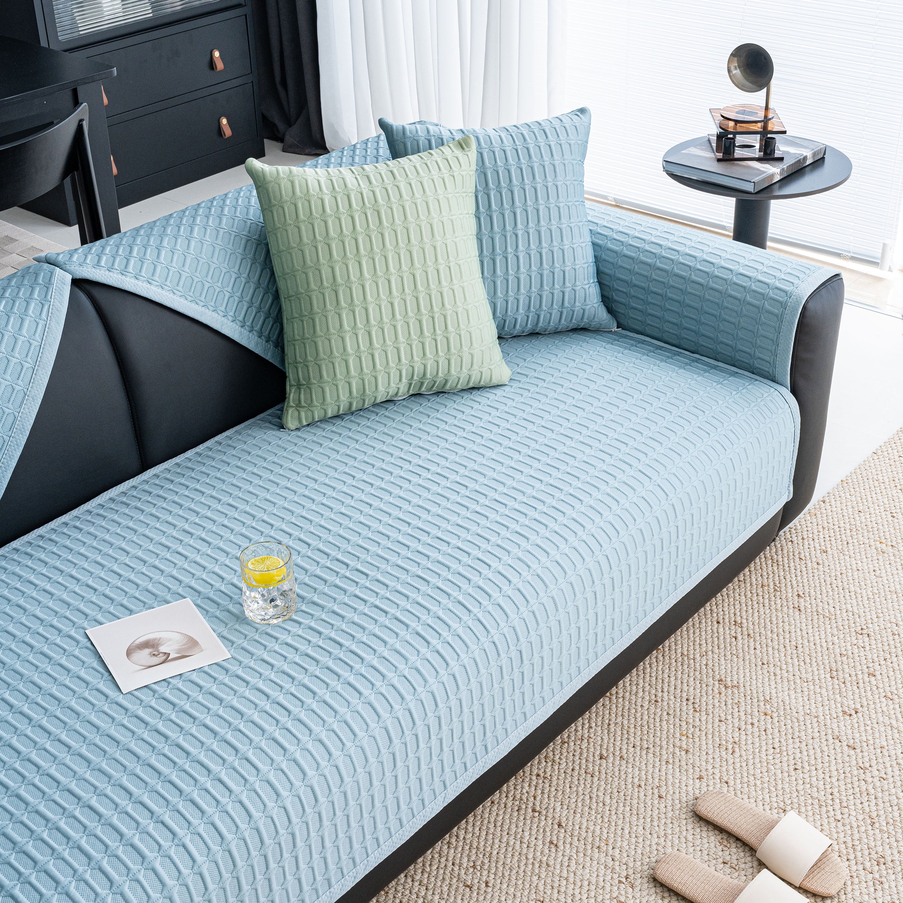 Geometric Textured Couch Slipcover Protector Non-Slip Ice Silk Sofa Cover for Couch - Image 38