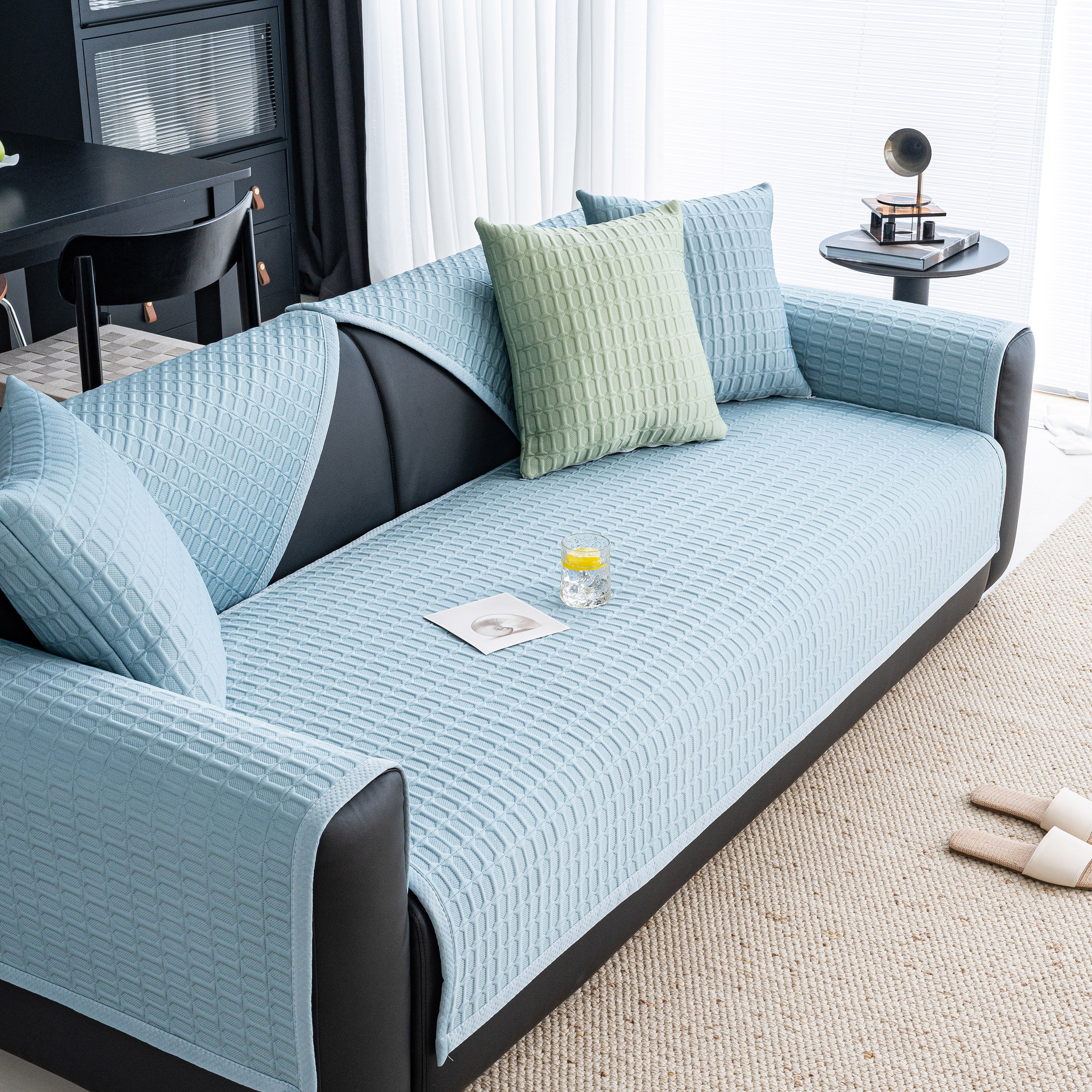 Geometric Textured Couch Slipcover Protector Non-Slip Ice Silk Sofa Cover for Couch - Image 40