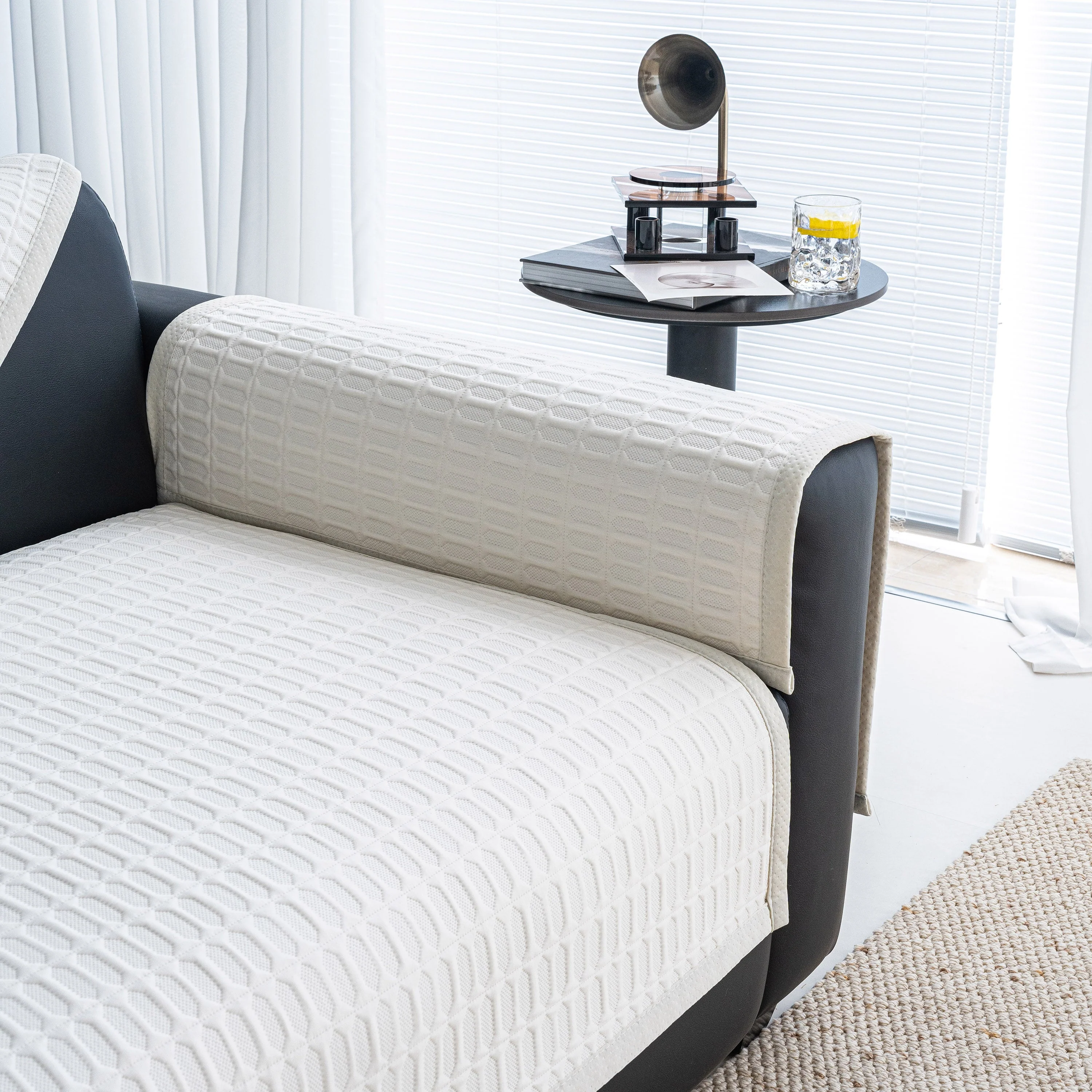 Geometric Textured Couch Slipcover Protector Non-Slip Ice Silk Sofa Cover for Couch - Image 44
