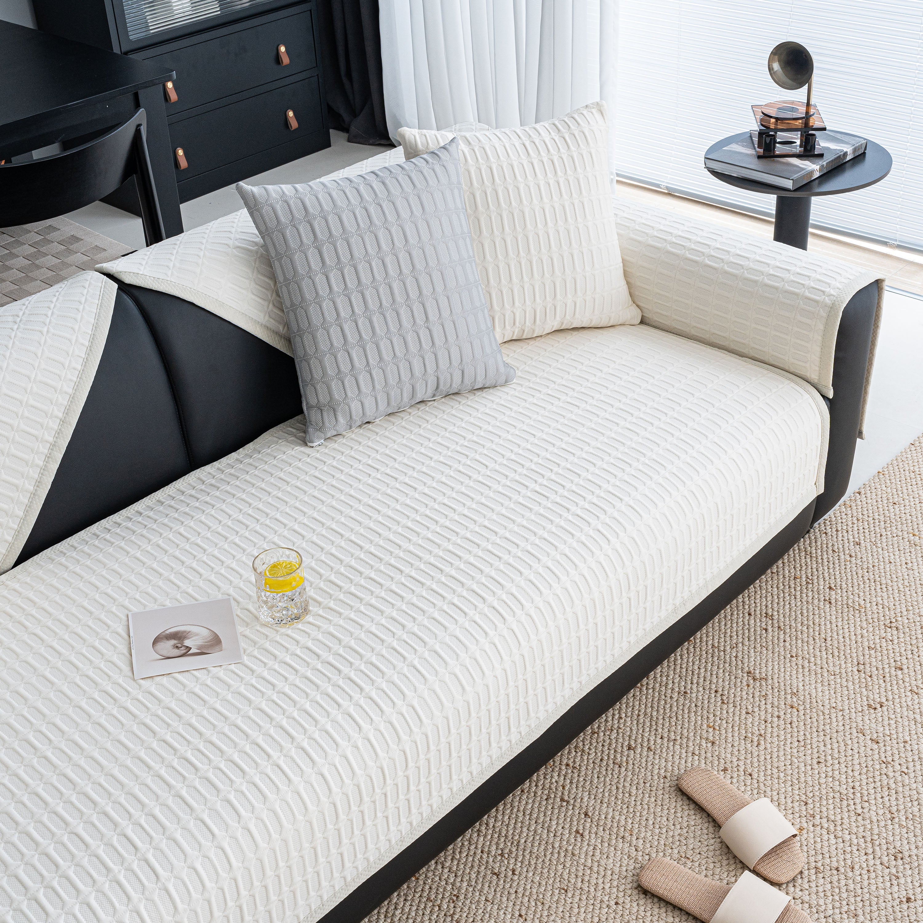 Geometric Textured Couch Slipcover Protector Non-Slip Ice Silk Sofa Cover for Couch - Image 45