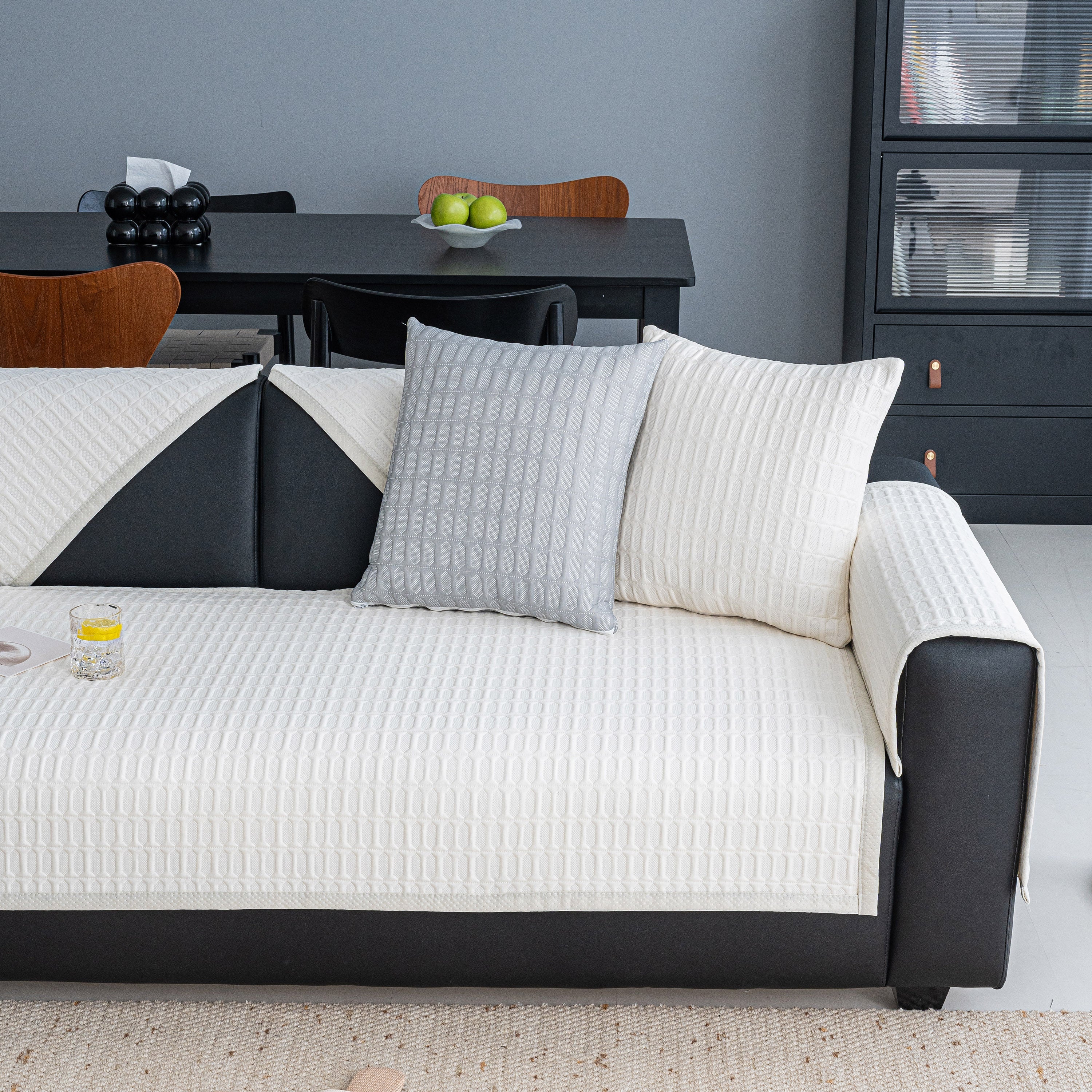 Geometric Textured Couch Slipcover Protector Non-Slip Ice Silk Sofa Cover for Couch - Image 47