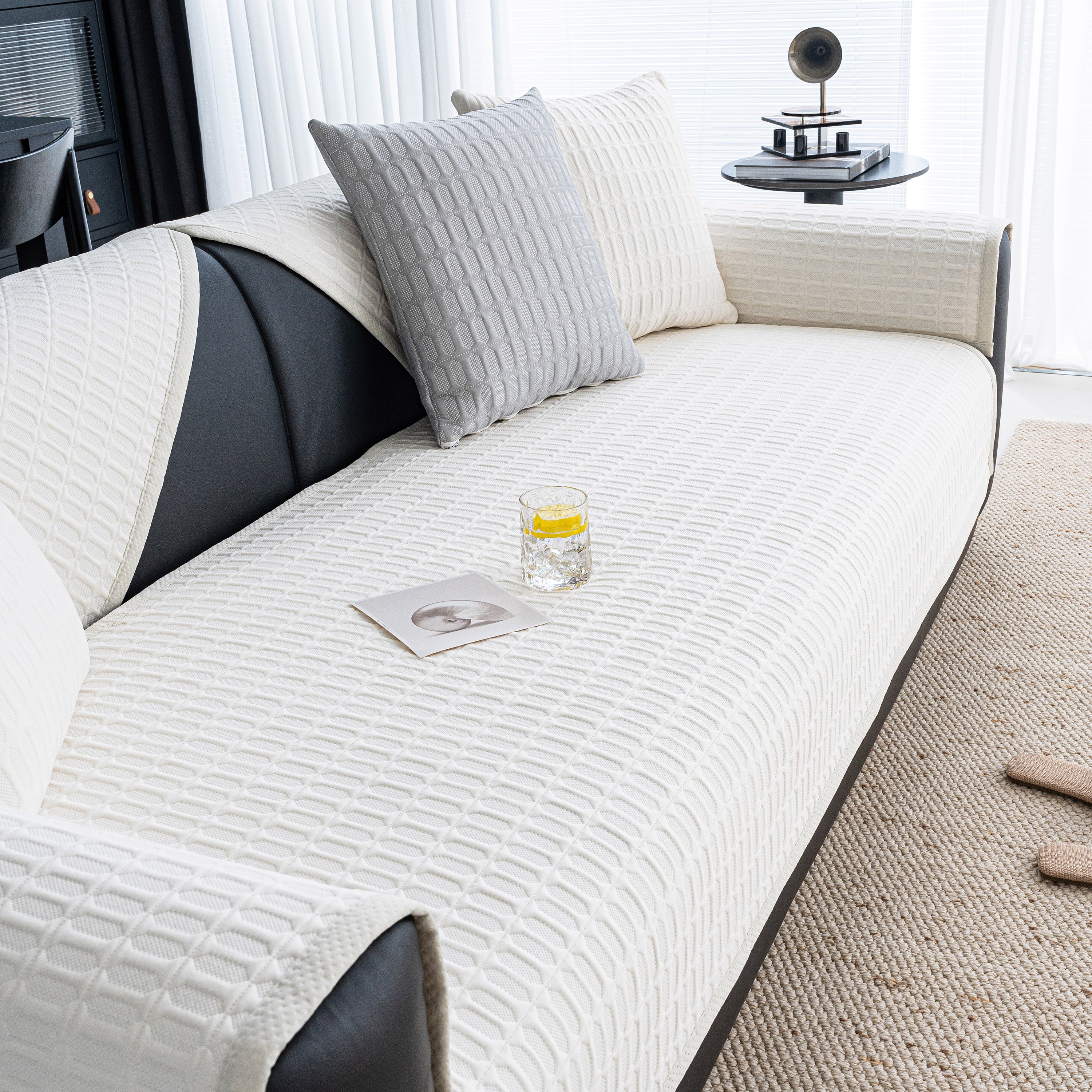 Geometric Textured Couch Slipcover Protector Non-Slip Ice Silk Sofa Cover for Couch - Image 49