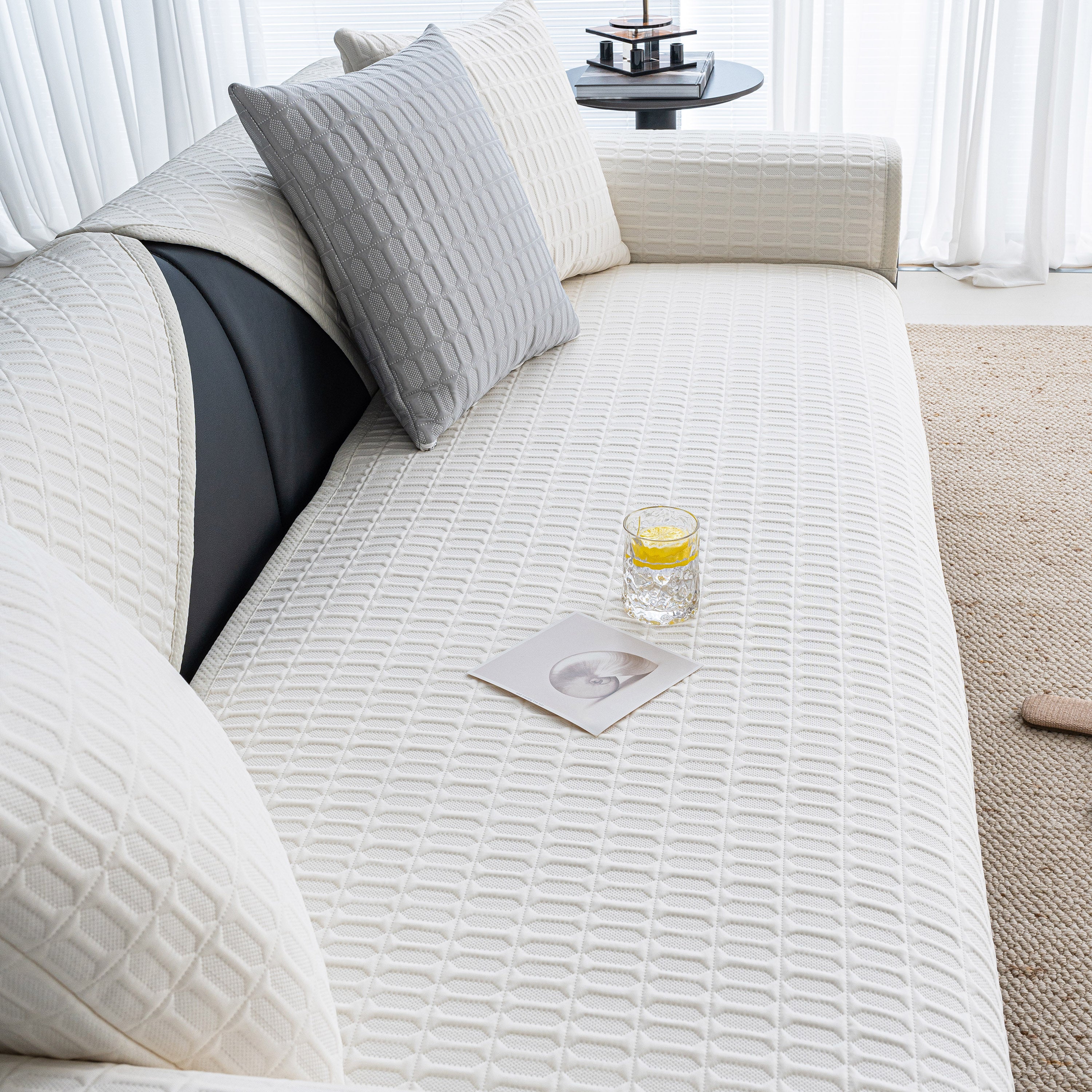 Geometric Textured Couch Slipcover Protector Non-Slip Ice Silk Sofa Cover for Couch - Image 54