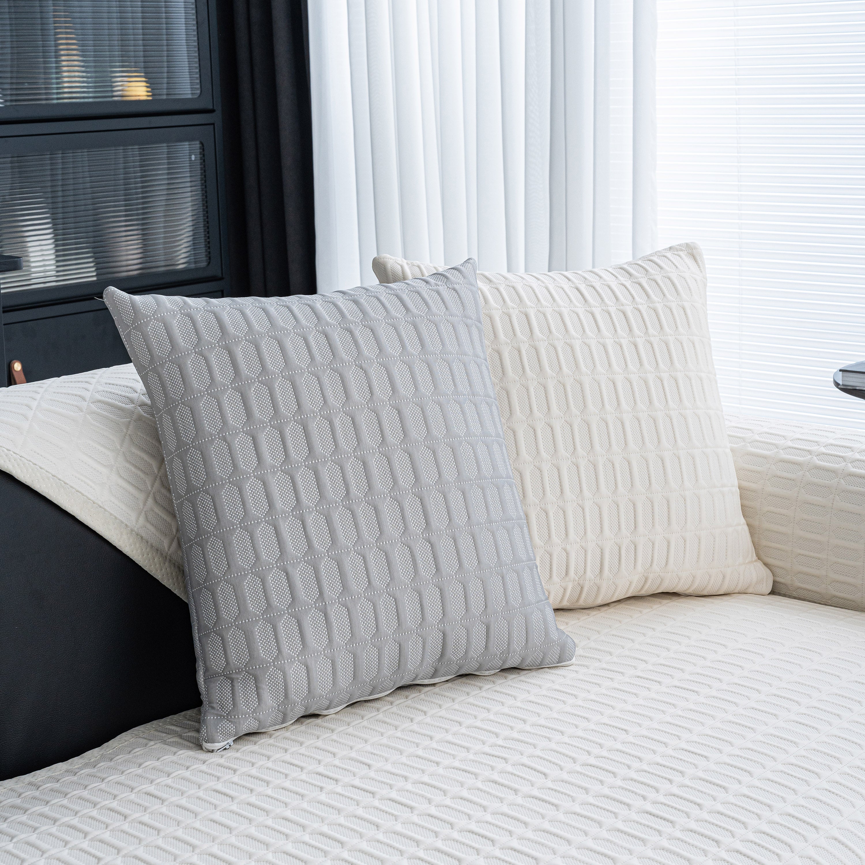 Geometric Textured Couch Slipcover Protector Non-Slip Ice Silk Sofa Cover for Couch - Image 56