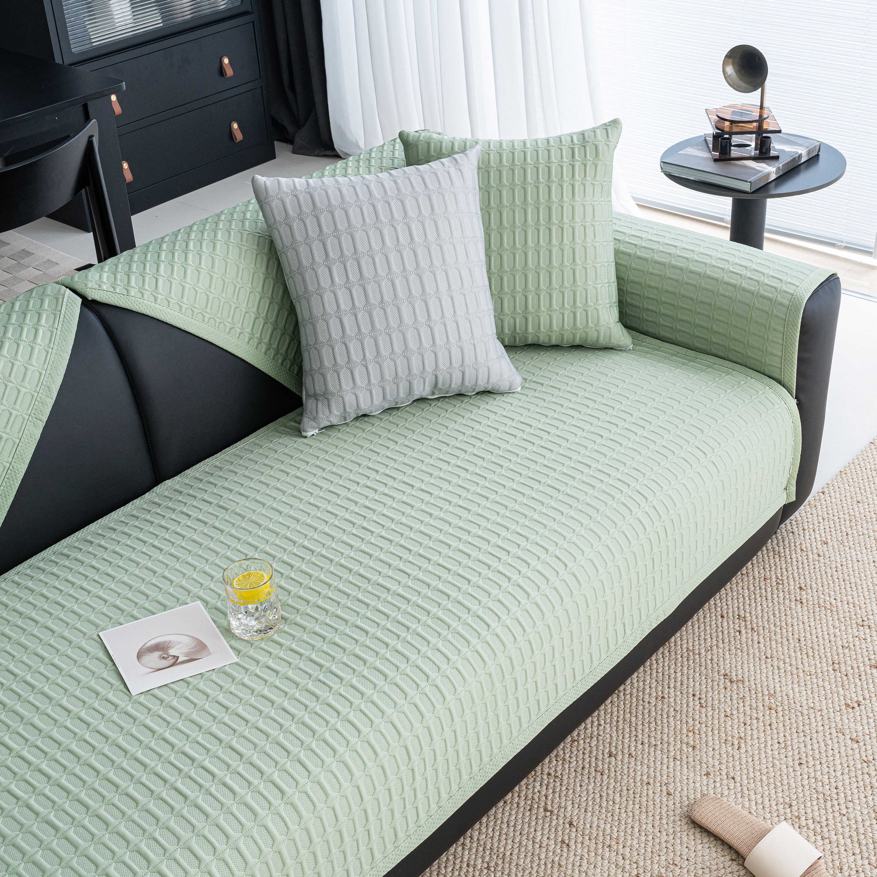 Geometric Textured Couch Slipcover Protector Non-Slip Ice Silk Sofa Cover for Couch - Image 63