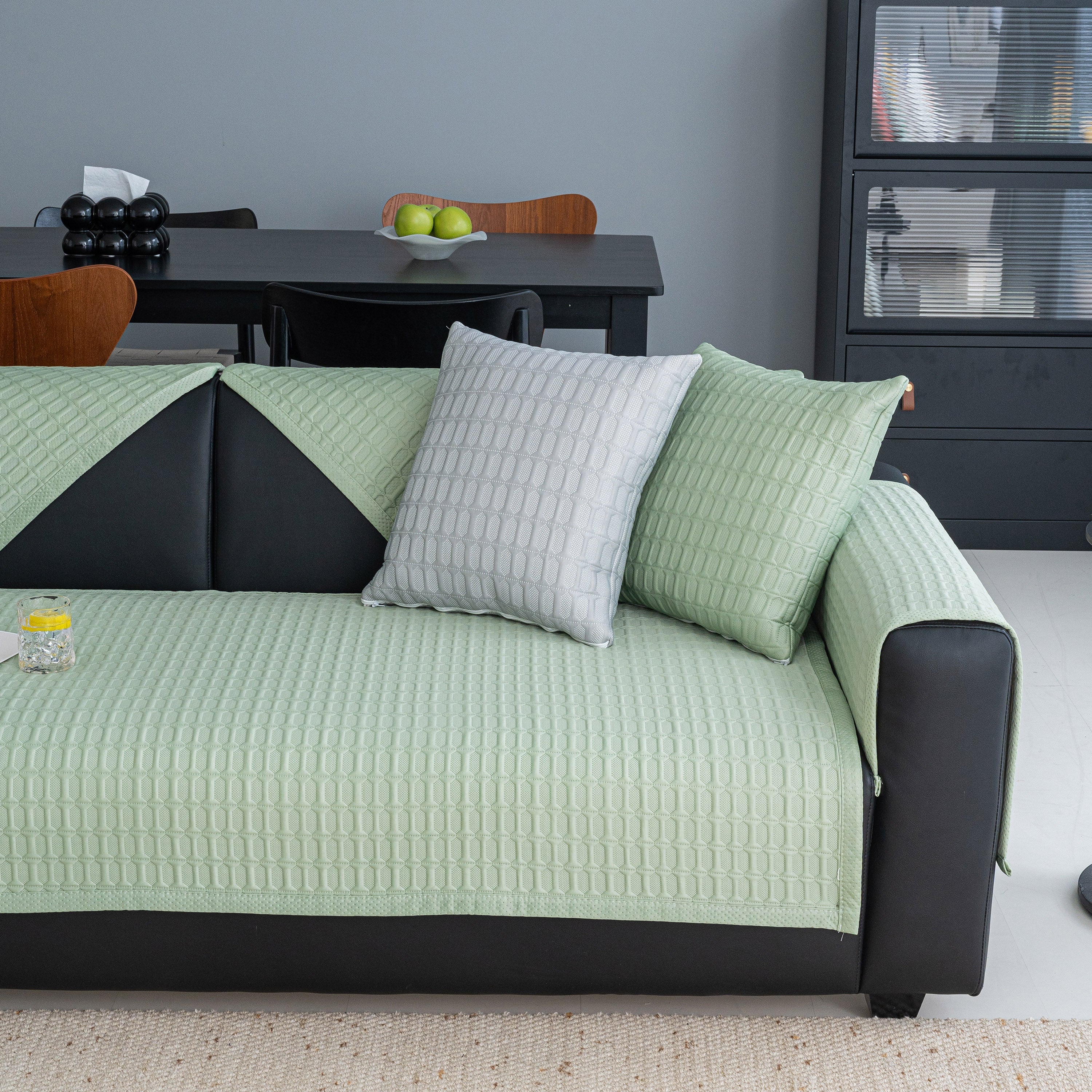 Geometric Textured Couch Slipcover Protector Non-Slip Ice Silk Sofa Cover for Couch - Image 64