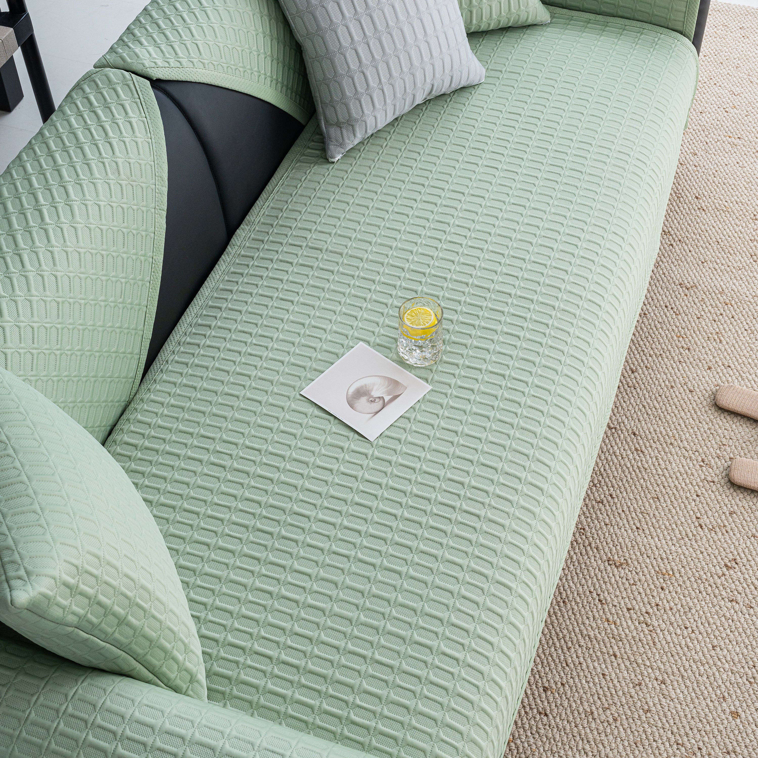 Geometric Textured Couch Slipcover Protector Non-Slip Ice Silk Sofa Cover for Couch - Image 69
