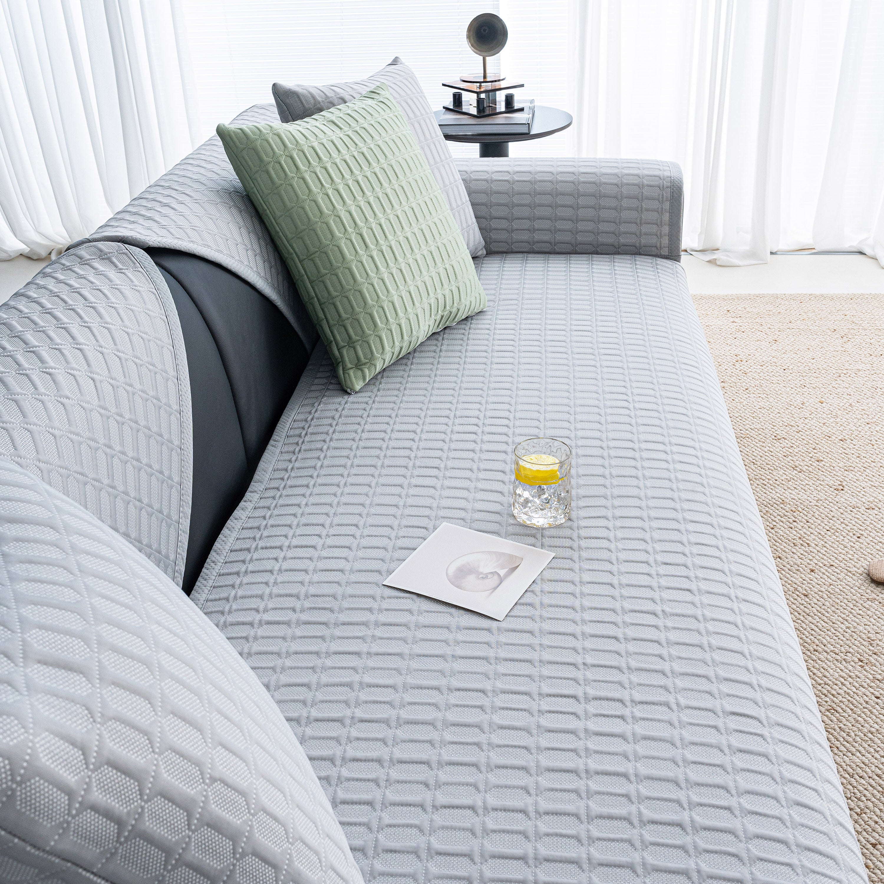 Geometric Textured Couch Slipcover Protector Non-Slip Ice Silk Sofa Cover for Couch - Image 7