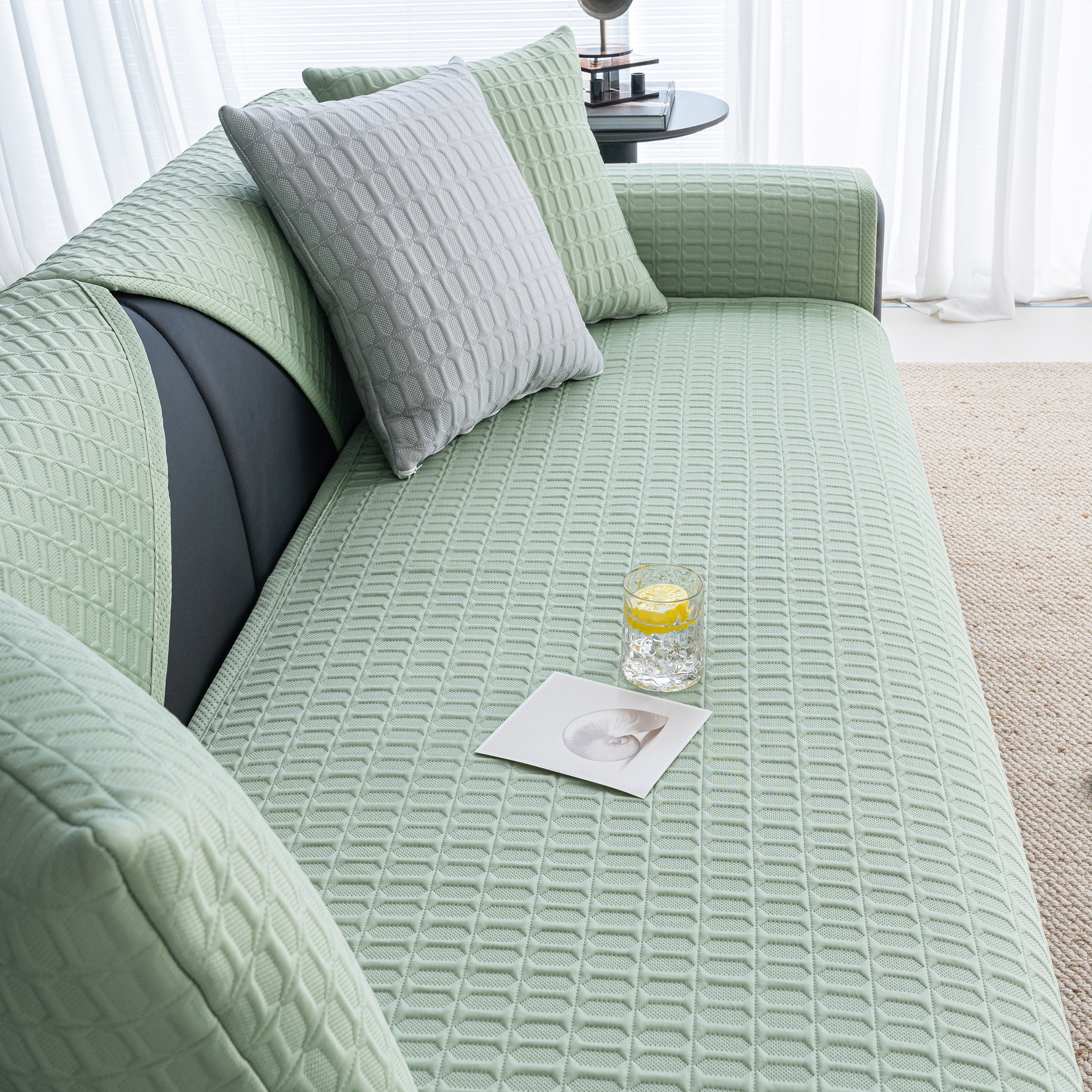 Geometric Textured Couch Slipcover Protector Non-Slip Ice Silk Sofa Cover for Couch - Image 71