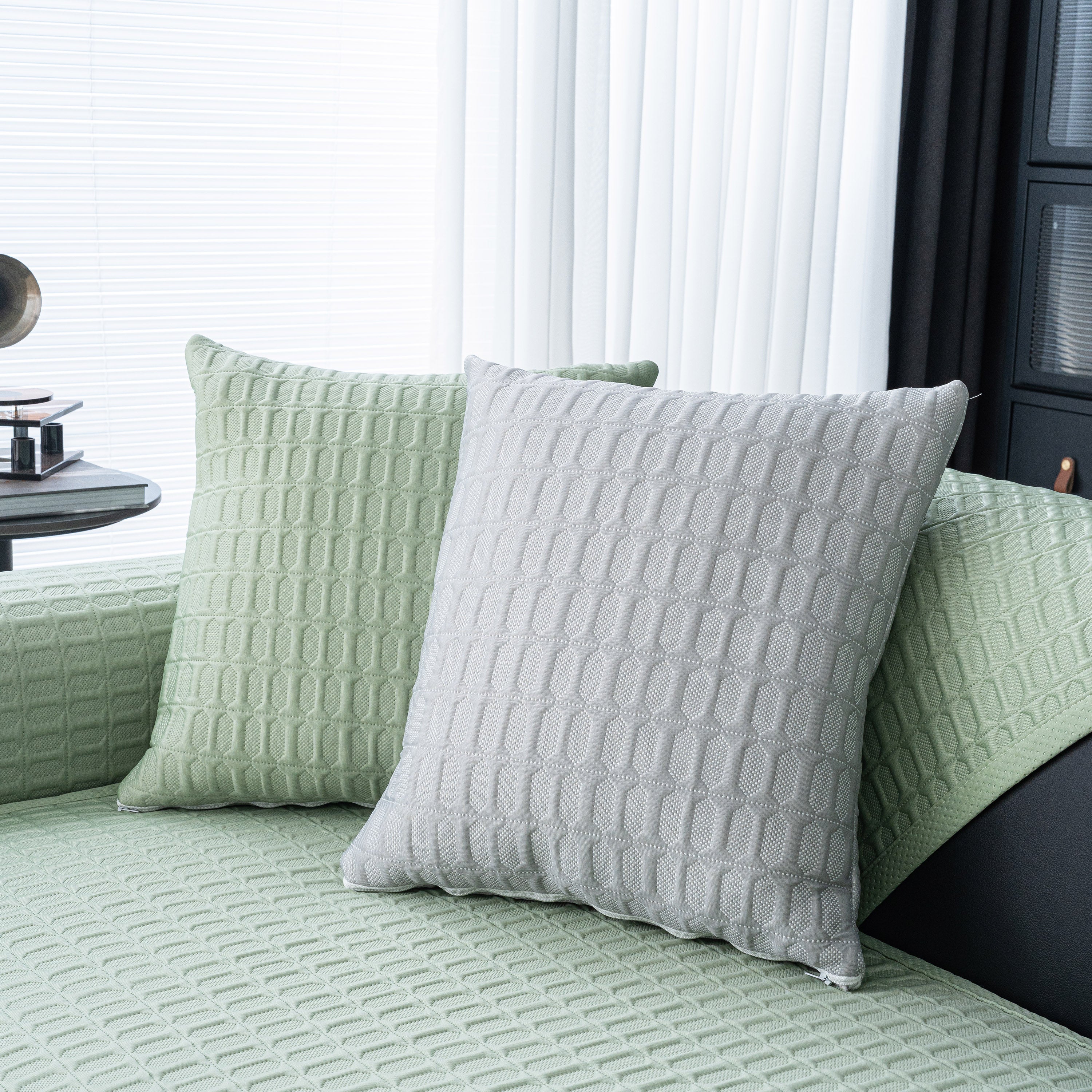 Geometric Textured Couch Slipcover Protector Non-Slip Ice Silk Sofa Cover for Couch - Image 72