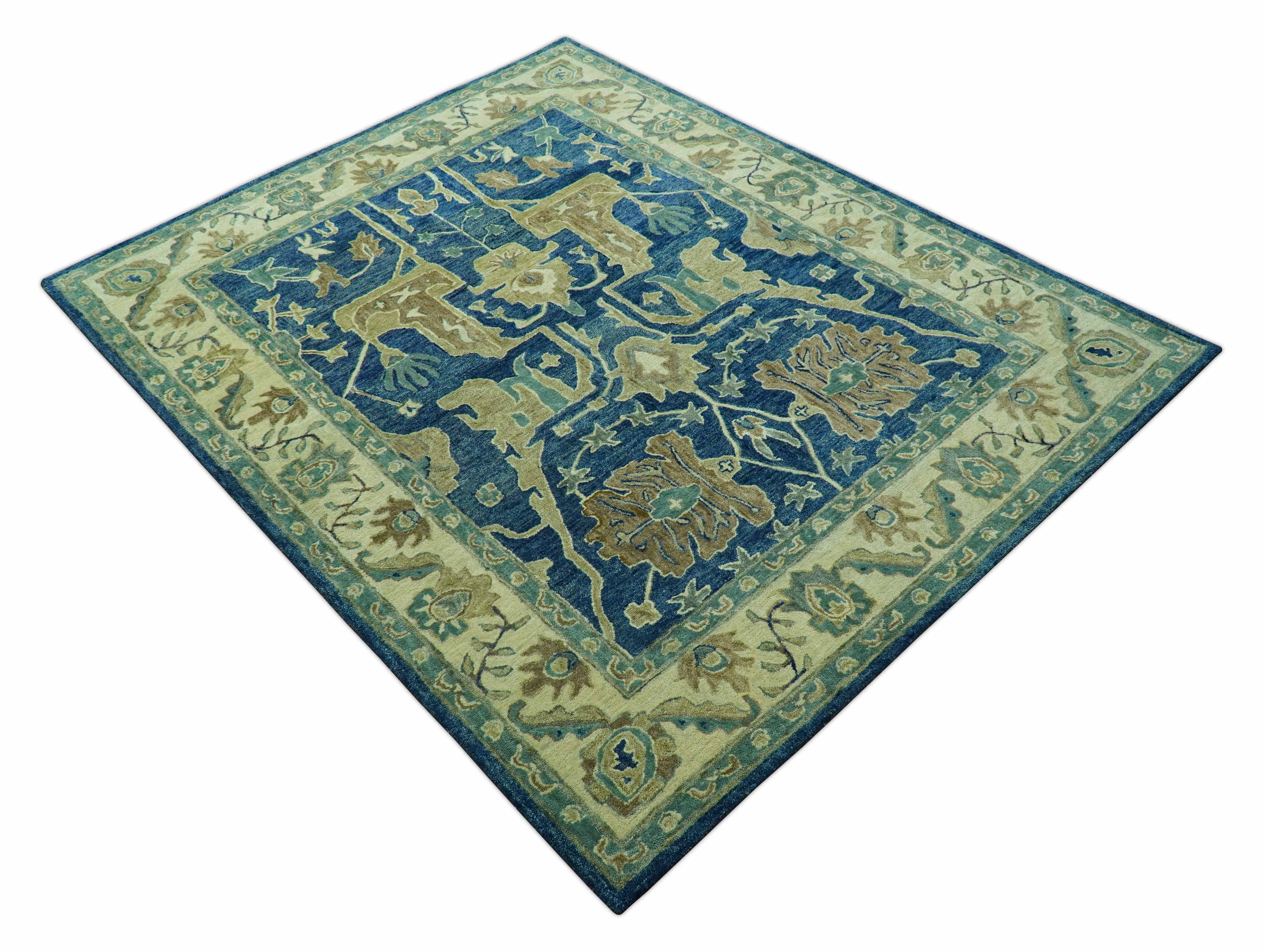 Georgia Custom Made Traditional Blue And Beige Hand Tufted Wool Rug - Image 11